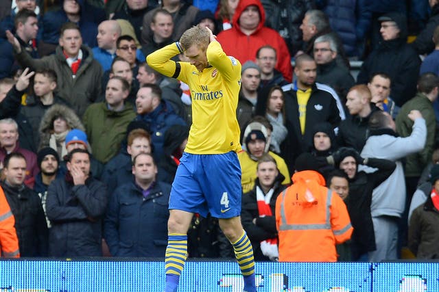 PER MERTESACKER: A rare off-day for the German, who was unconvincing - 5.