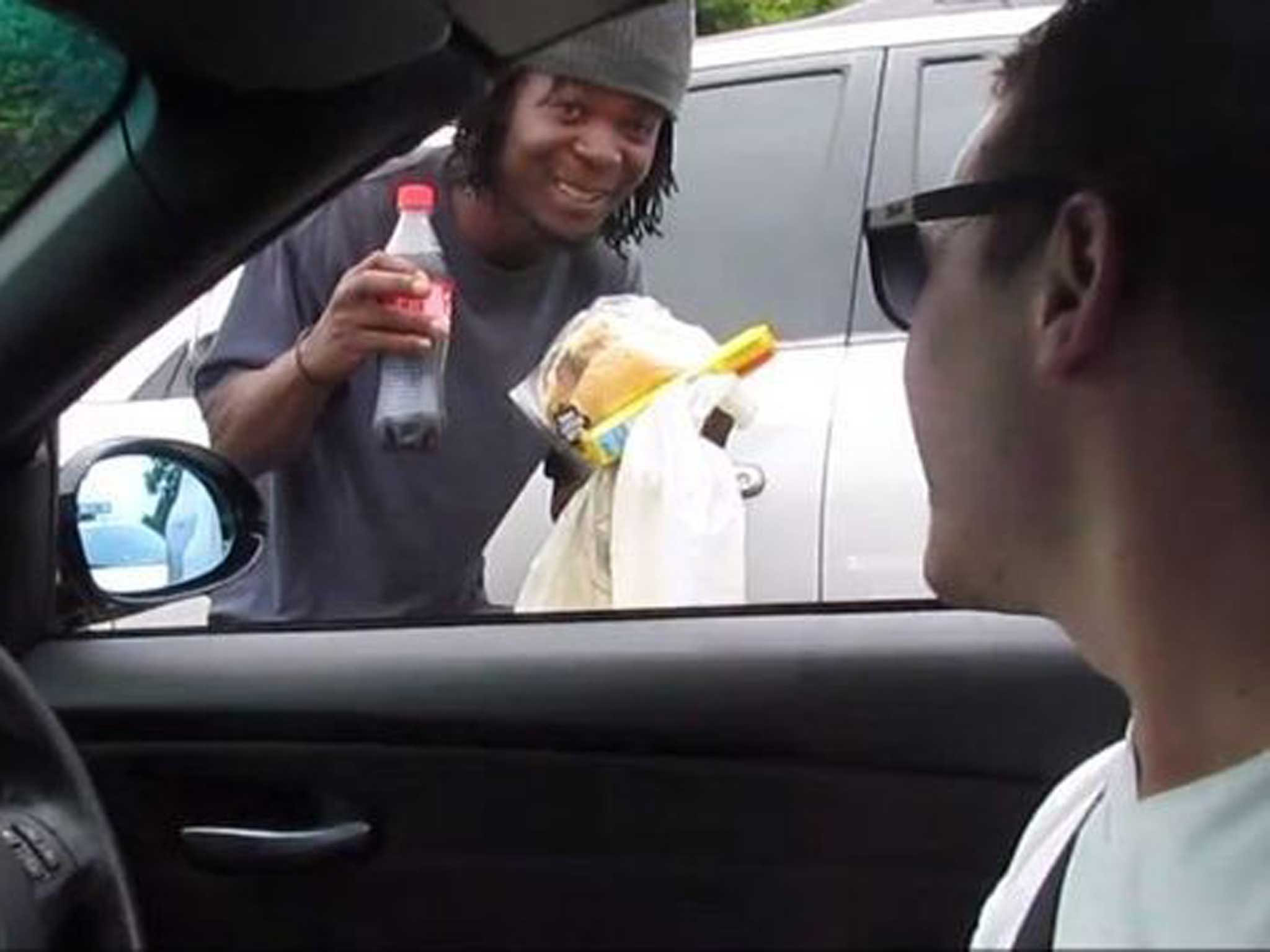 Brent Lindeque feeds a homeless man instead