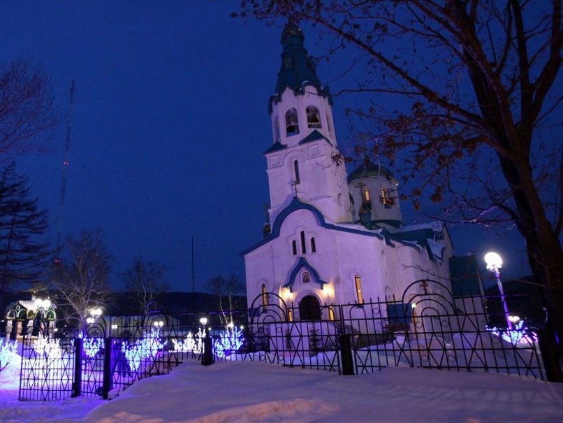 The cathedral on the Russian island of Sakhalin, where a gunman opened fire on Sunday
