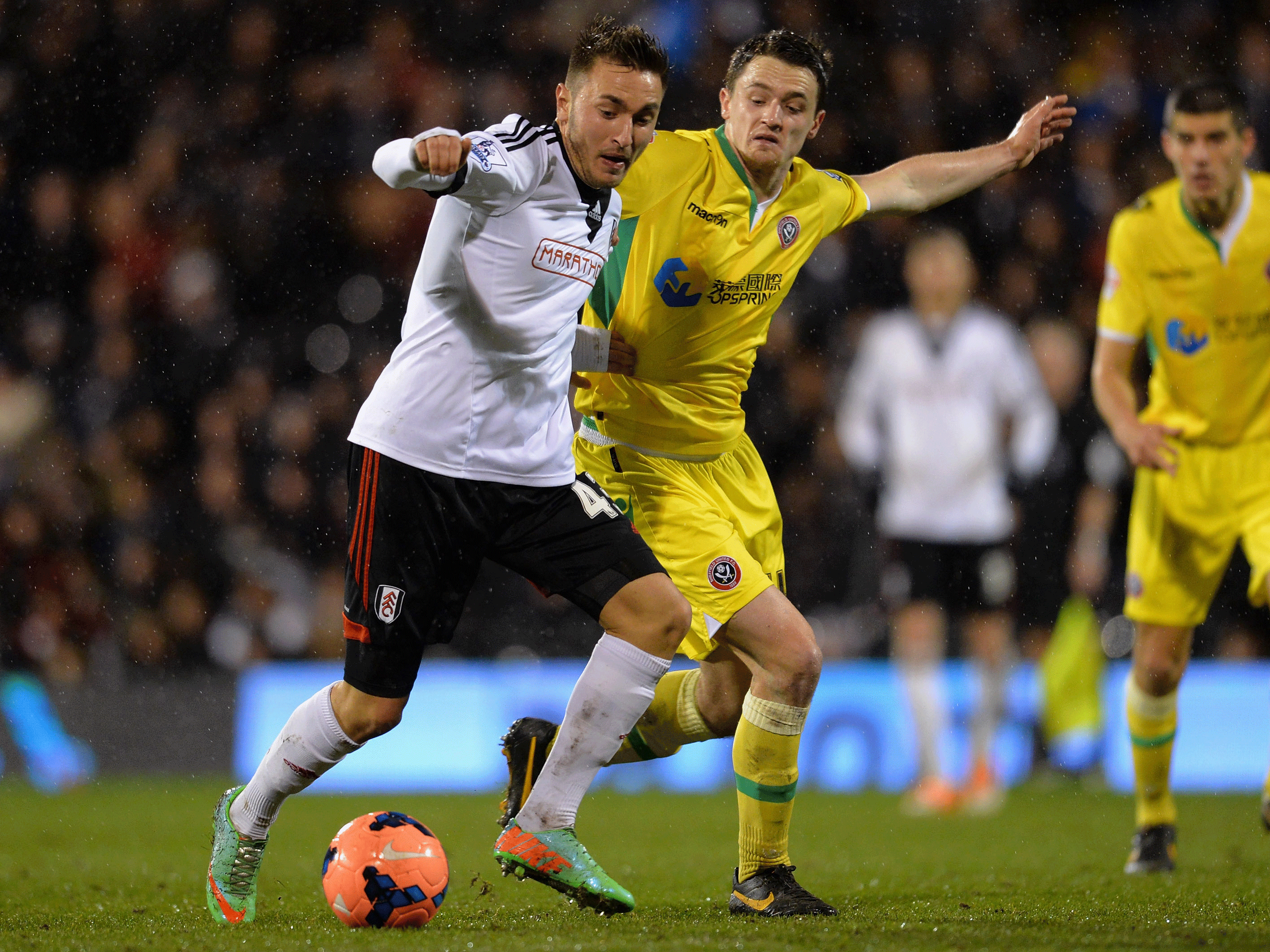Muamer Tankovic in action for Fulham in the FA Cup tie against Sheffield United