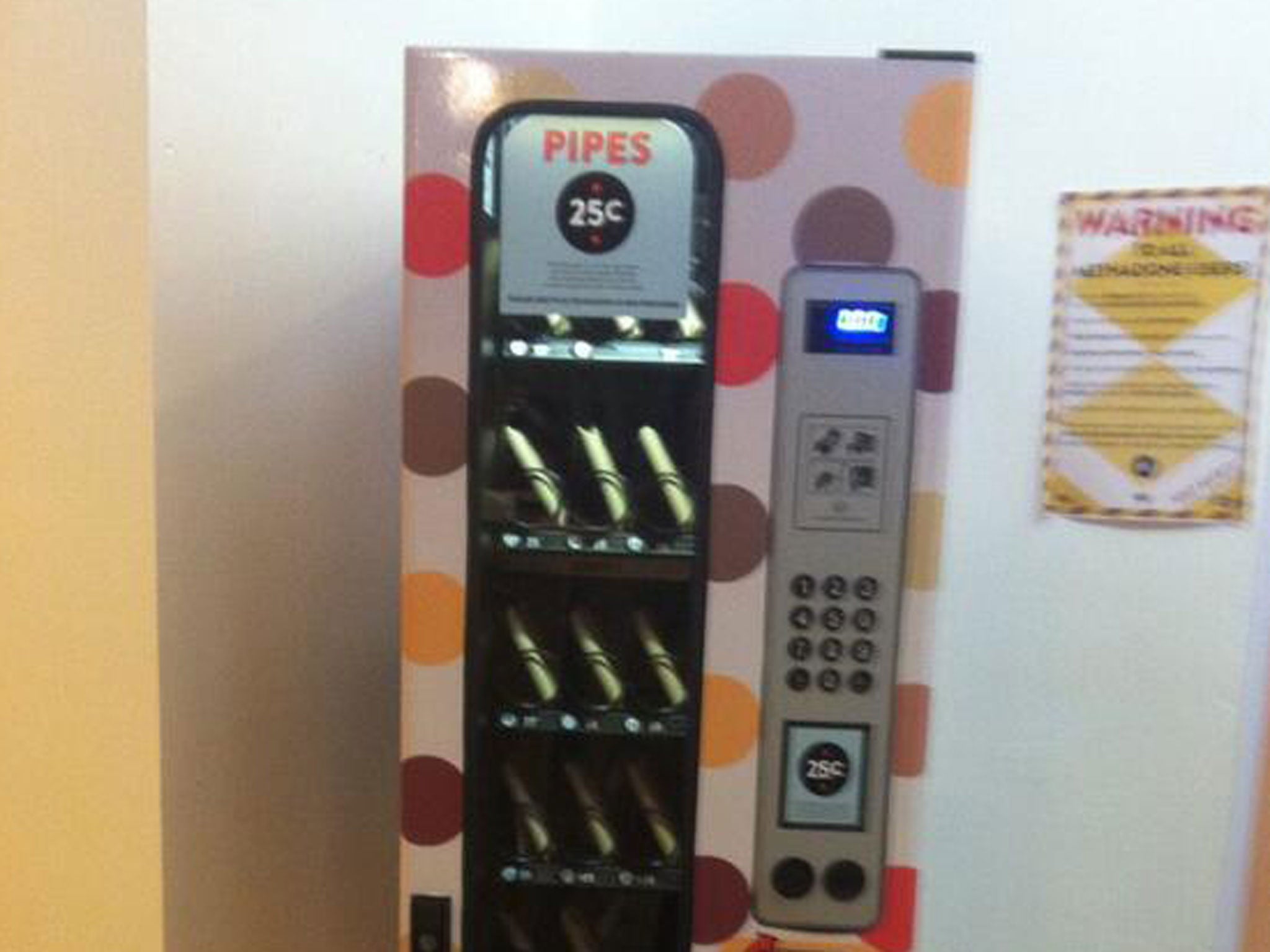 Polka dot vending machines dispense newly packaged crack pipes for $0.25 in Vancouver, Canada