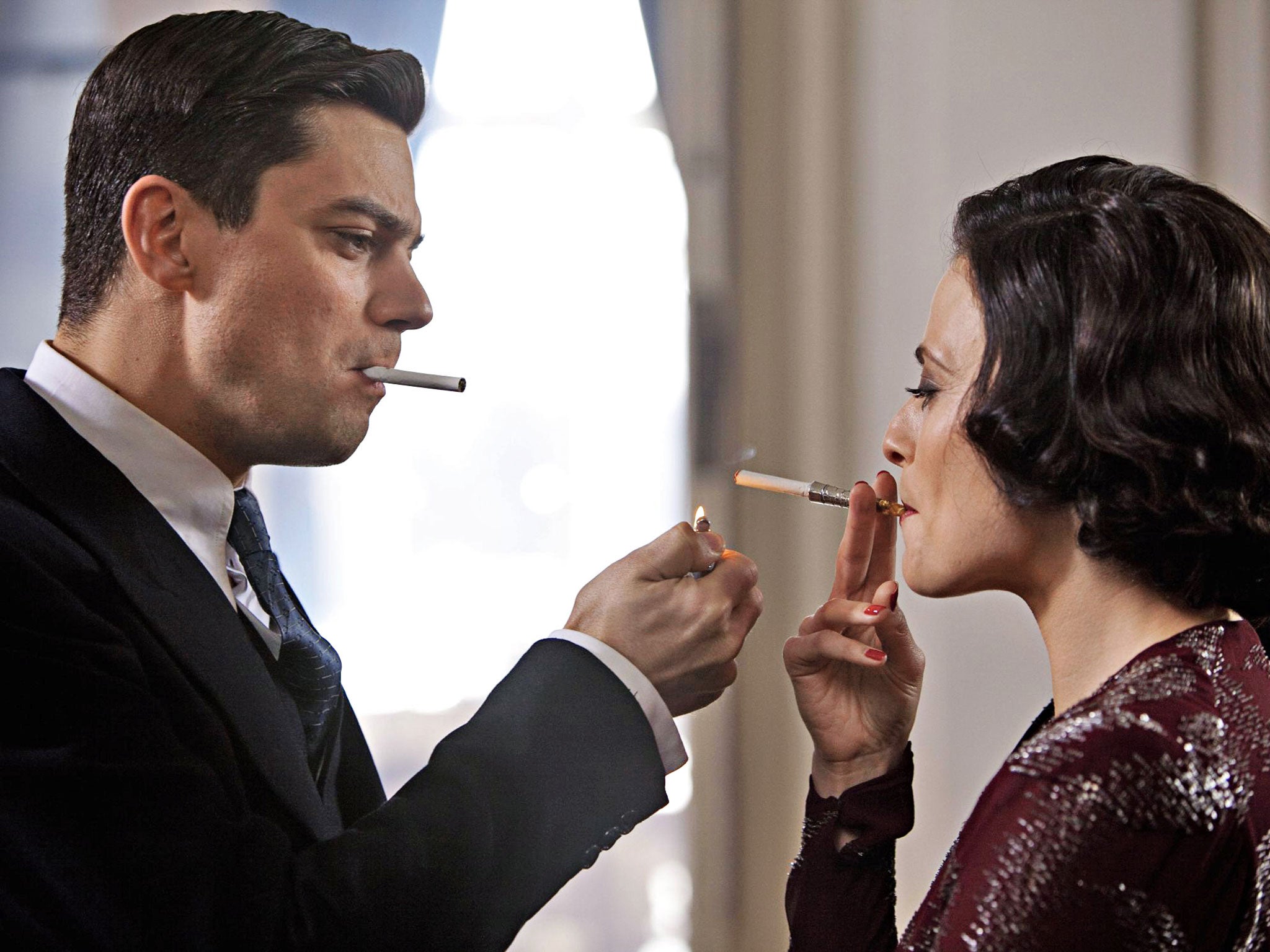 Fire starter: Dominic Cooper and Lara Pulver in 'Fleming'