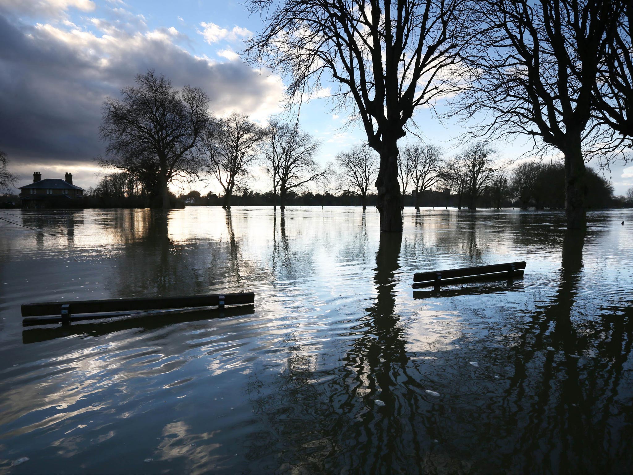The village of Datchet in Berkshire after the River Thames breached its banks