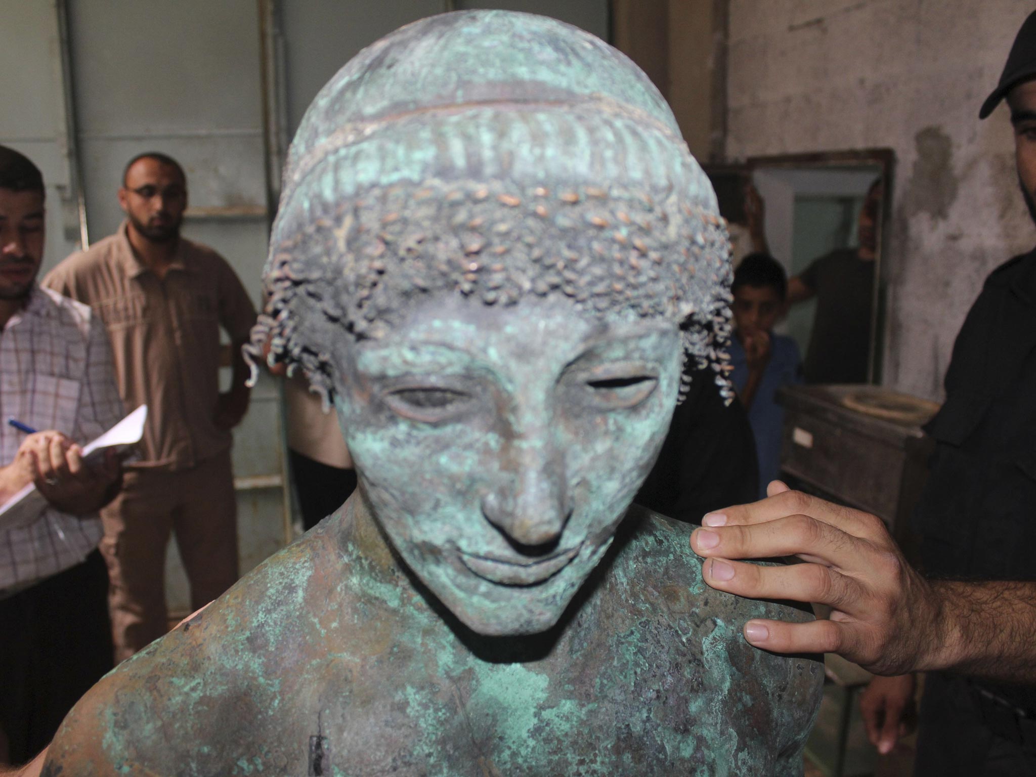 A bronze statue of the Greek god Apollo is pictured in Gaza