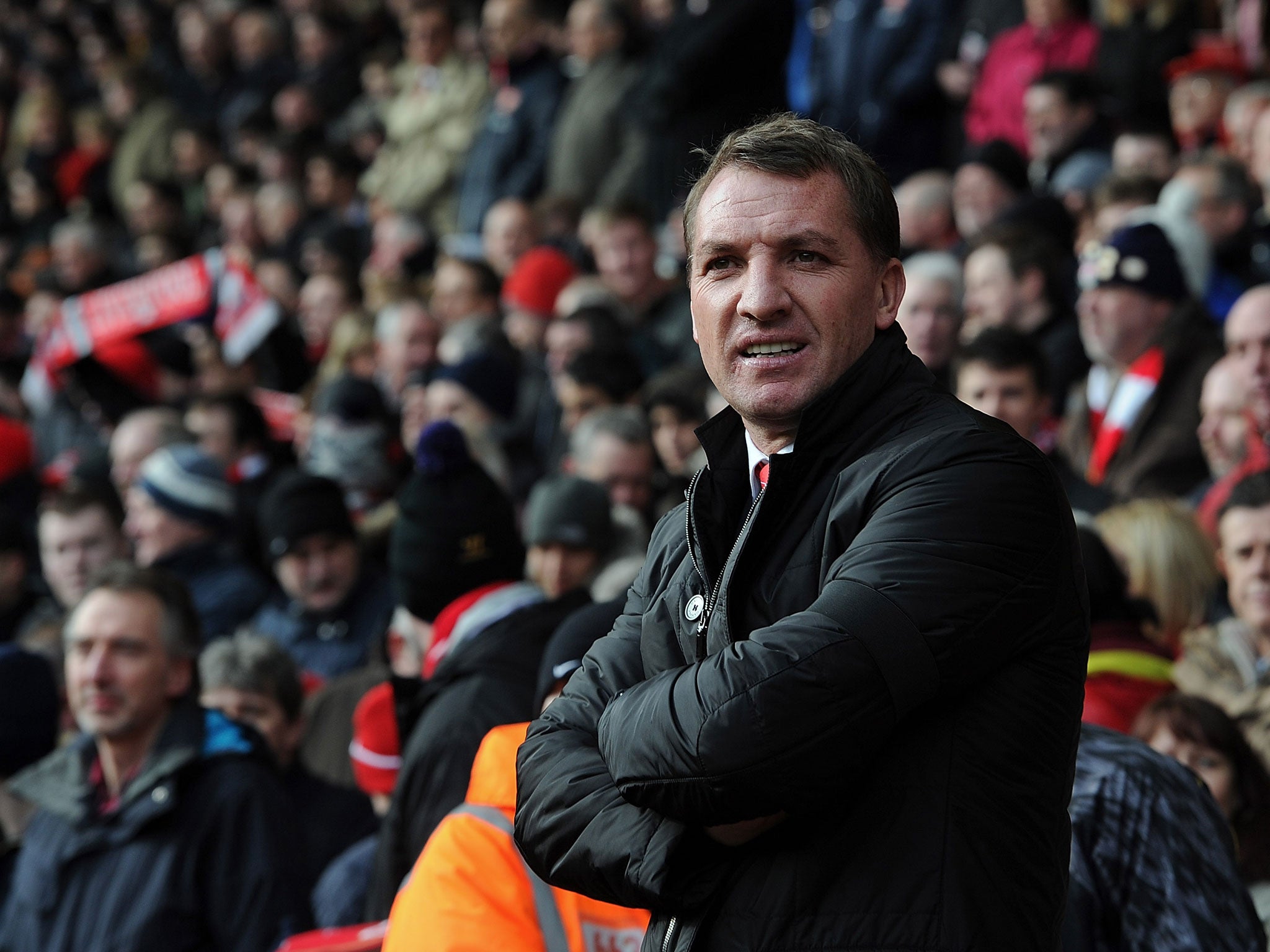 Brendan Rodgers looks on from the touchline