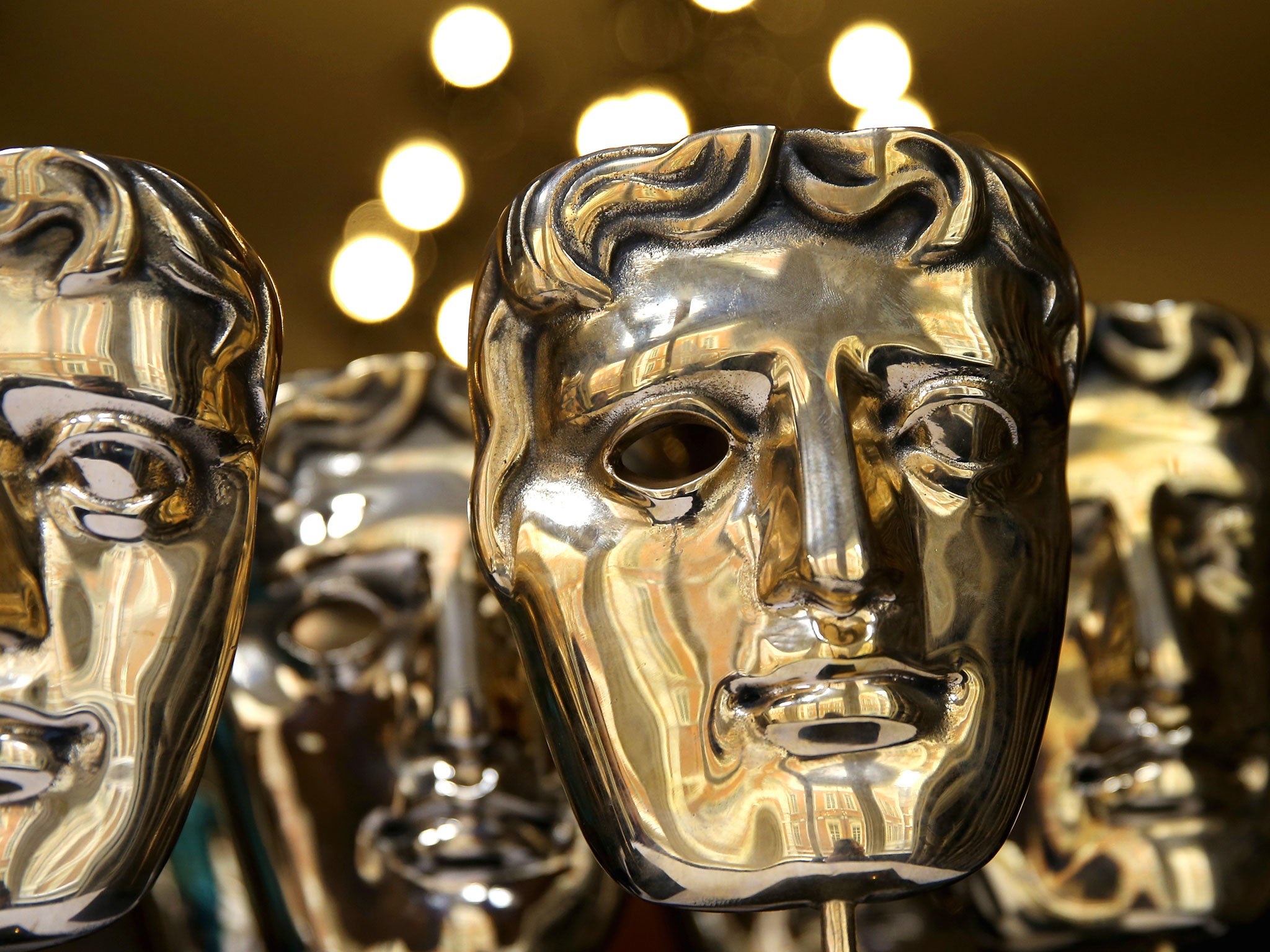The iconic BAFTA mask awards sit ready to be polished at the Savoy Hotel ahead of the British Academy Film Awards