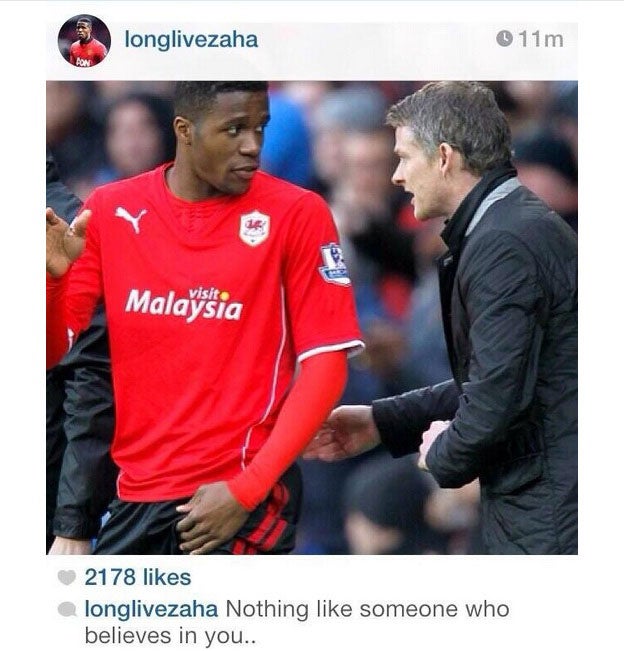 Wilfried Zaha posted this picture on his Instagram account with the caption 'Nothing like someone who believes in you...'