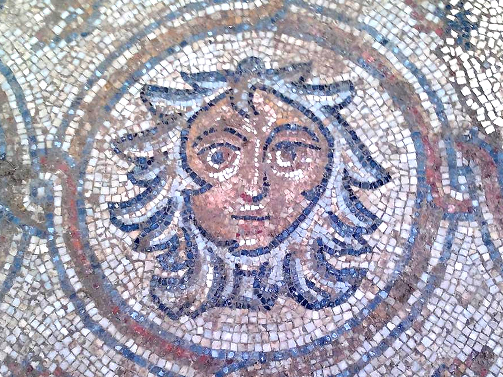 A sixth-century Byzantine mosaic near Raqqa on the Euphrates which was blown up by the Islamic State of Iraq and the Levant, opposed to the depiction of the human form, in January