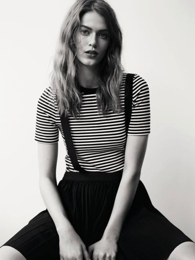 Model wears: t-shirt £100, skirt with braces £165; Claudie Pierlot, claudiepierlot.com