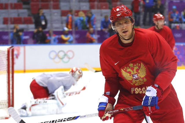 Russia’s Alexander Ovechkin practises in Sochi