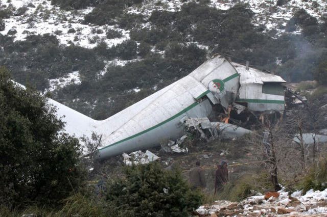 A section of the crashed military plane in the Oum El Bouaghi province, about 500km from Algiers
