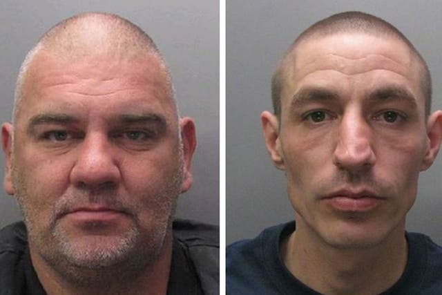 Undated handout photos of (left to right) Gary 'Stretch' Richards, 47, and Leslie Layton, 36, who aided serial killer Joanna Dennehy and have been convicted of further offences relating to her killing spree. 