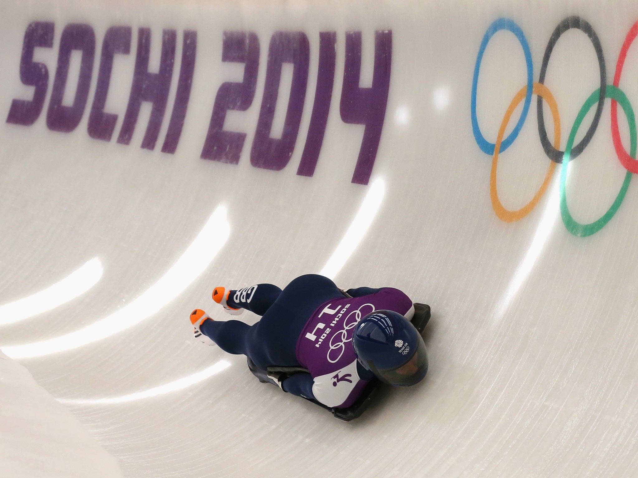 Lizzy Yarnold pictured practicing at the Games