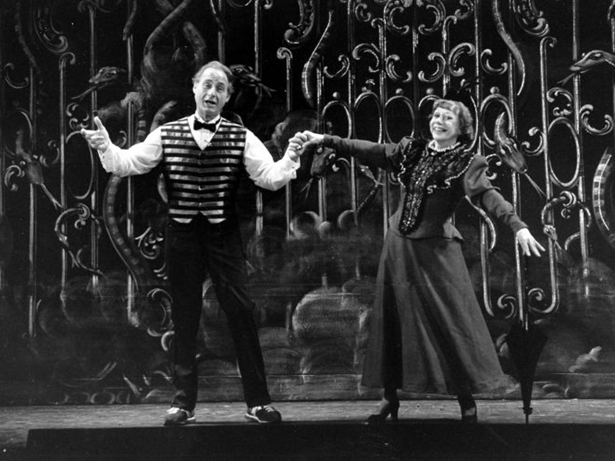 Sid Caesar, left, and Imogene Coca practicing their soft shoe routine during a dress rehearsal in Boston.