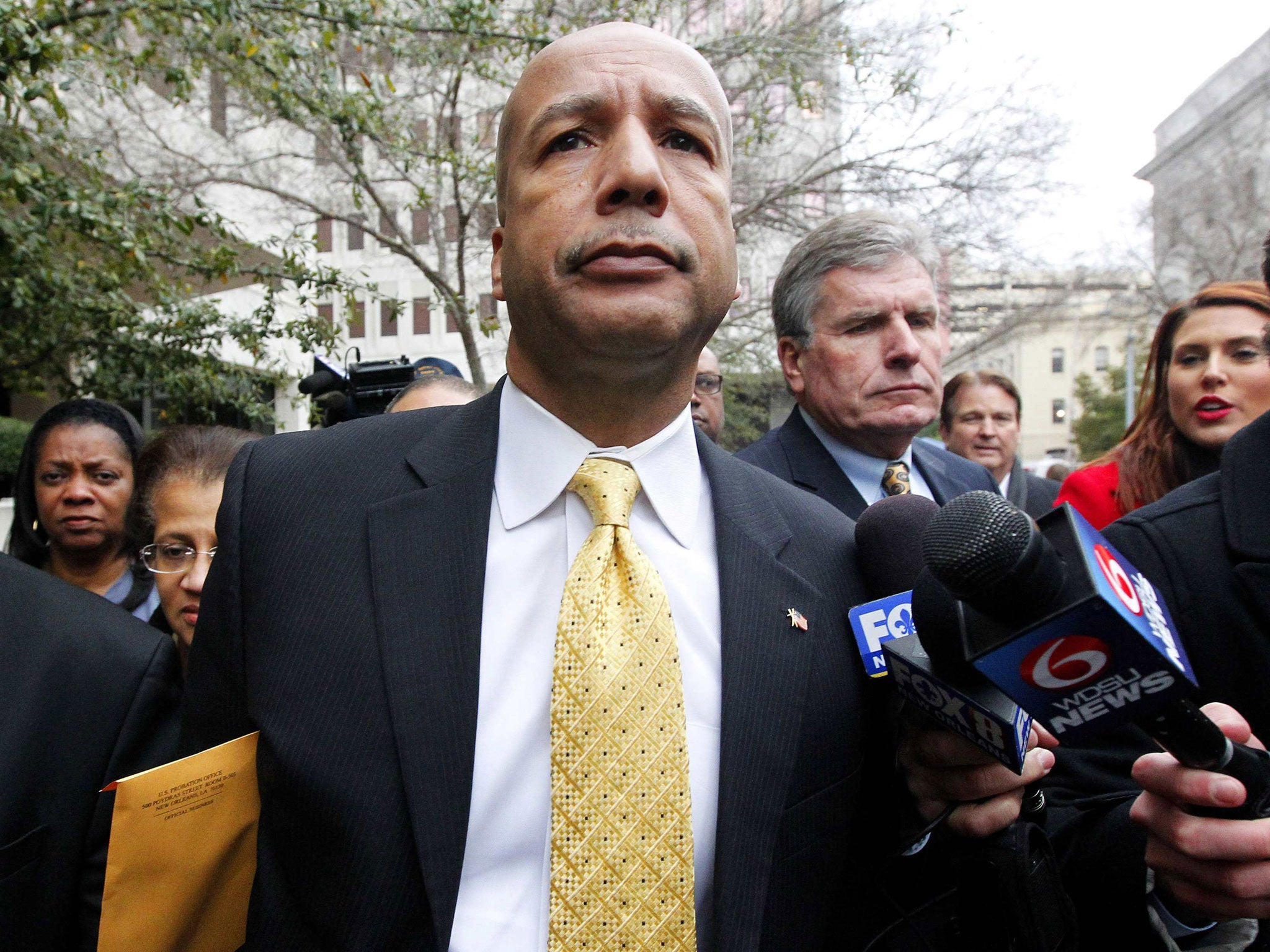 Former New Orleans Mayor C. Ray Nagin leaves the courthouse after being found guilty on graft charges in New Orleans