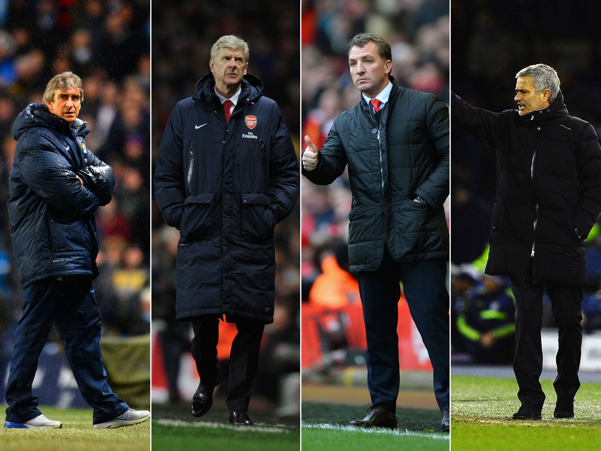 Manuel Pellegrini, Arsene Wenger, Brendan Rodgers and Jose Mourinho