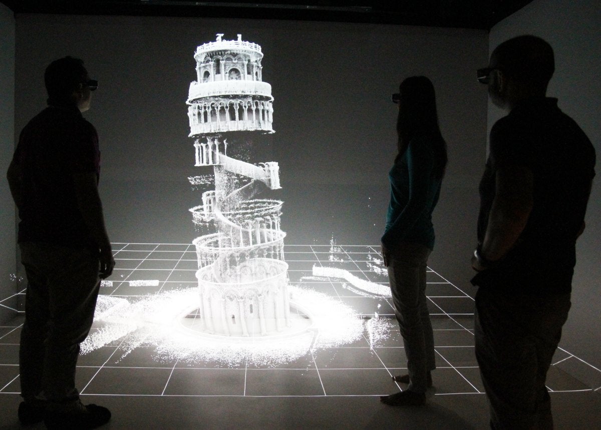 A projection of a 3D map of the Tower of Pisa created by the Zebedee scanner.