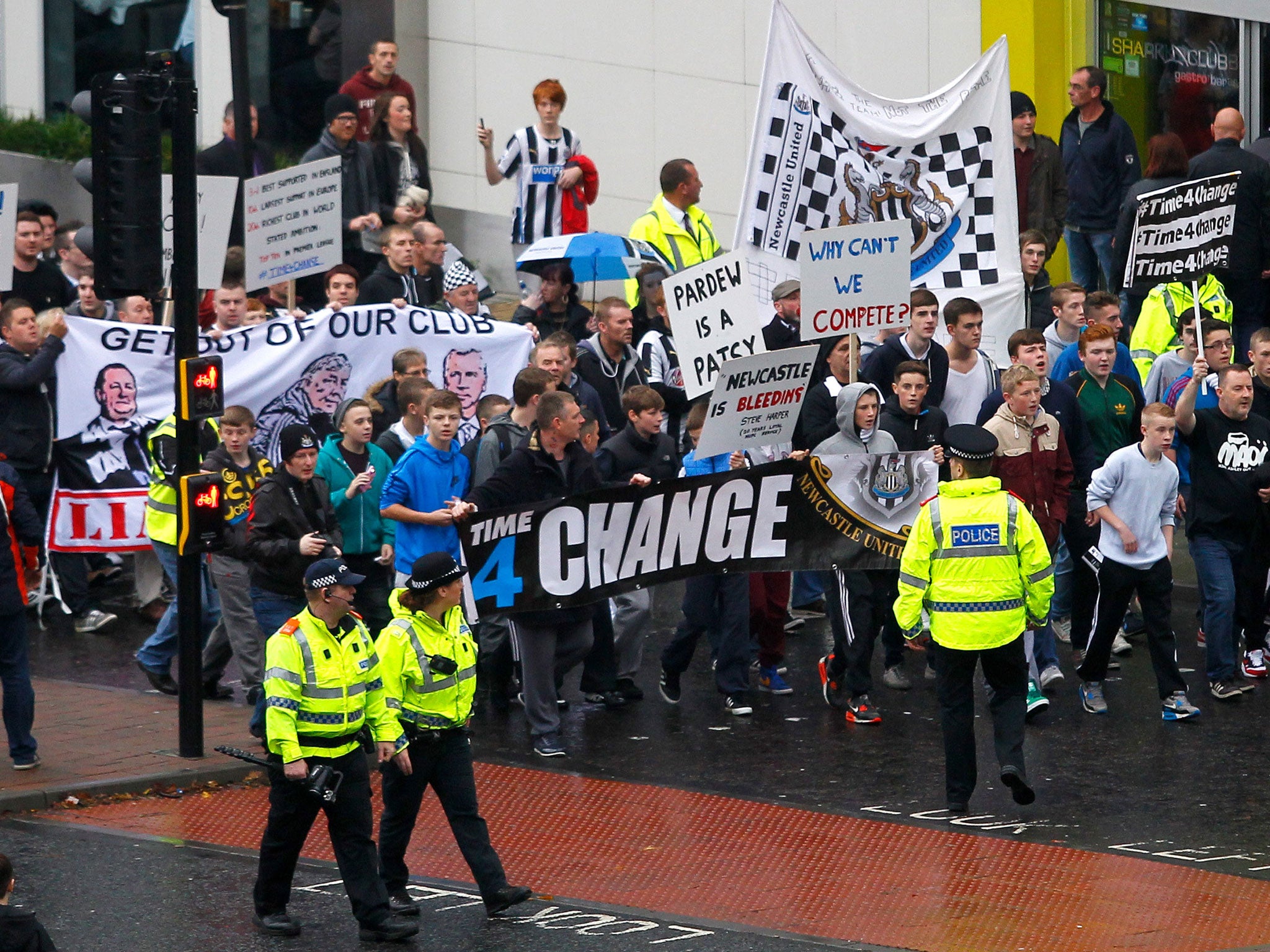 Newcastle fans protest against the club owner Mike Ashley