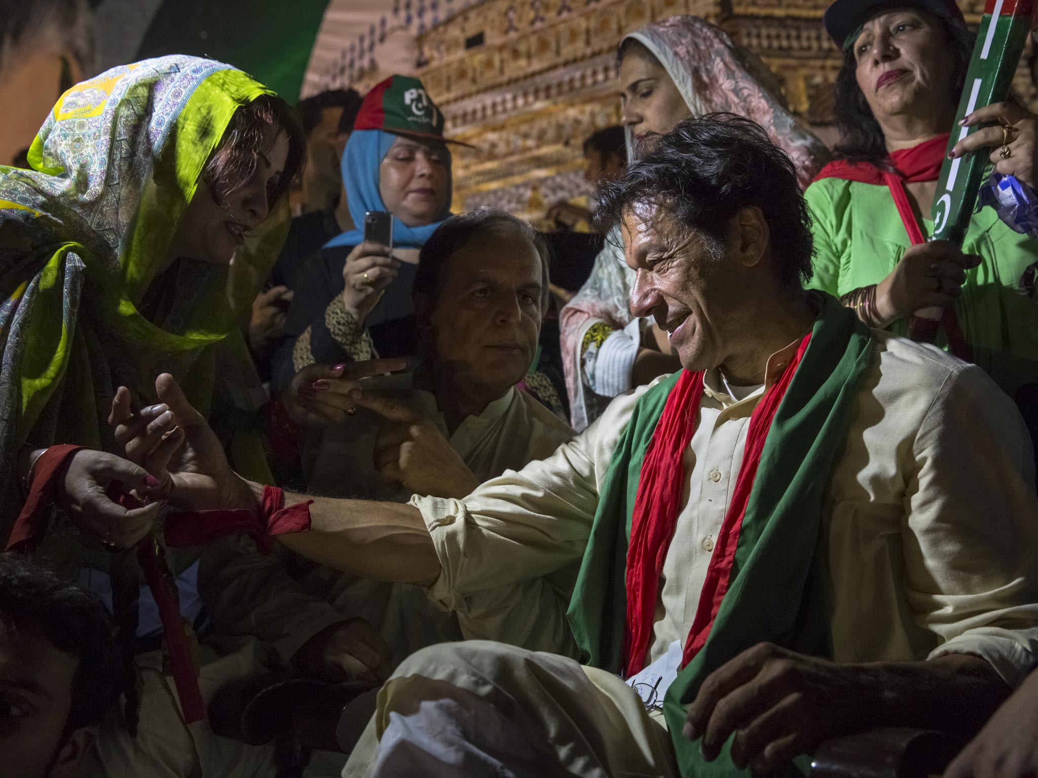 Former cricket legend and opposition leader Imran Khan at an election campaign rally last year