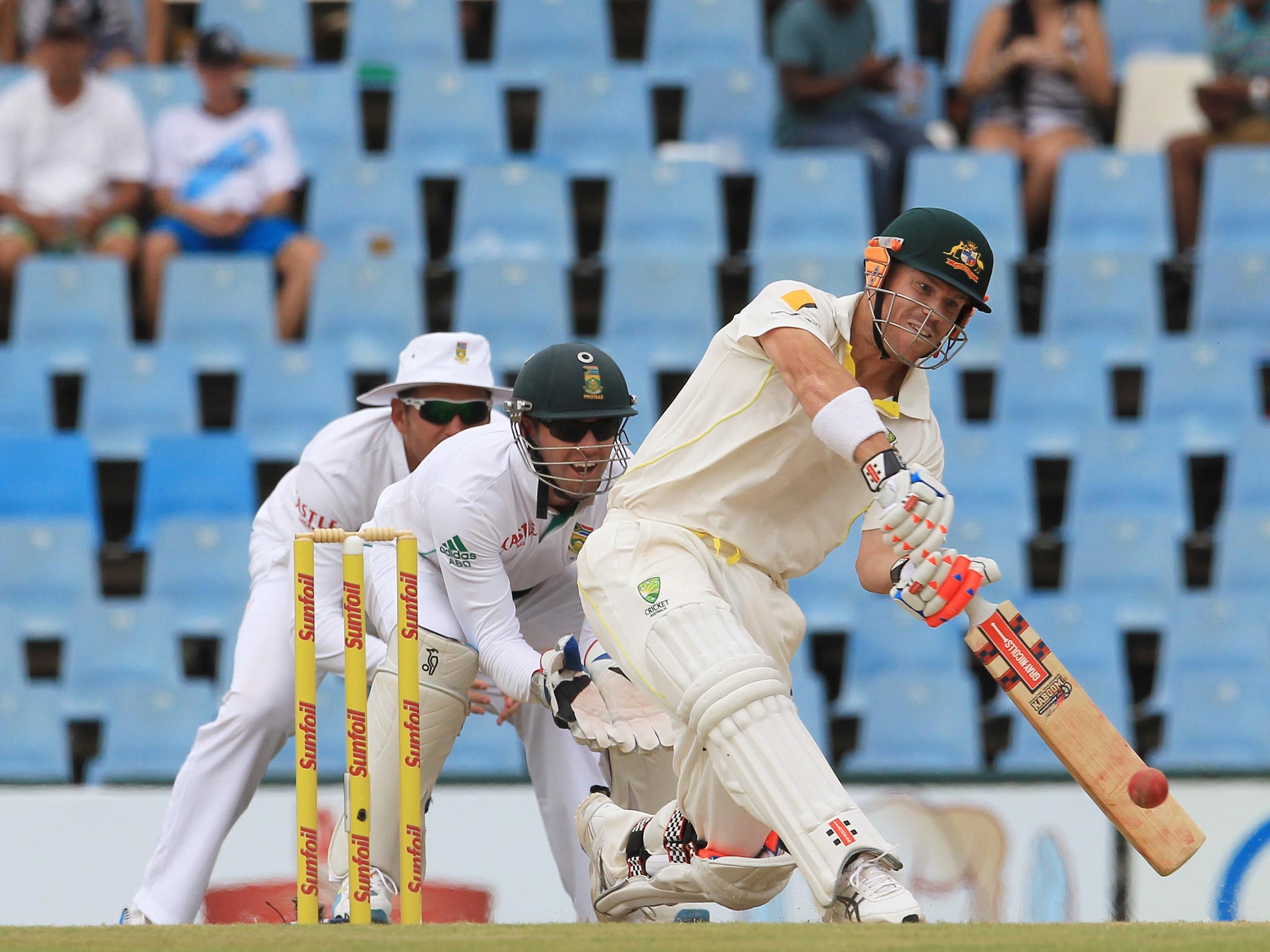 David Warner goes on the attack on his way to a century at Centurion