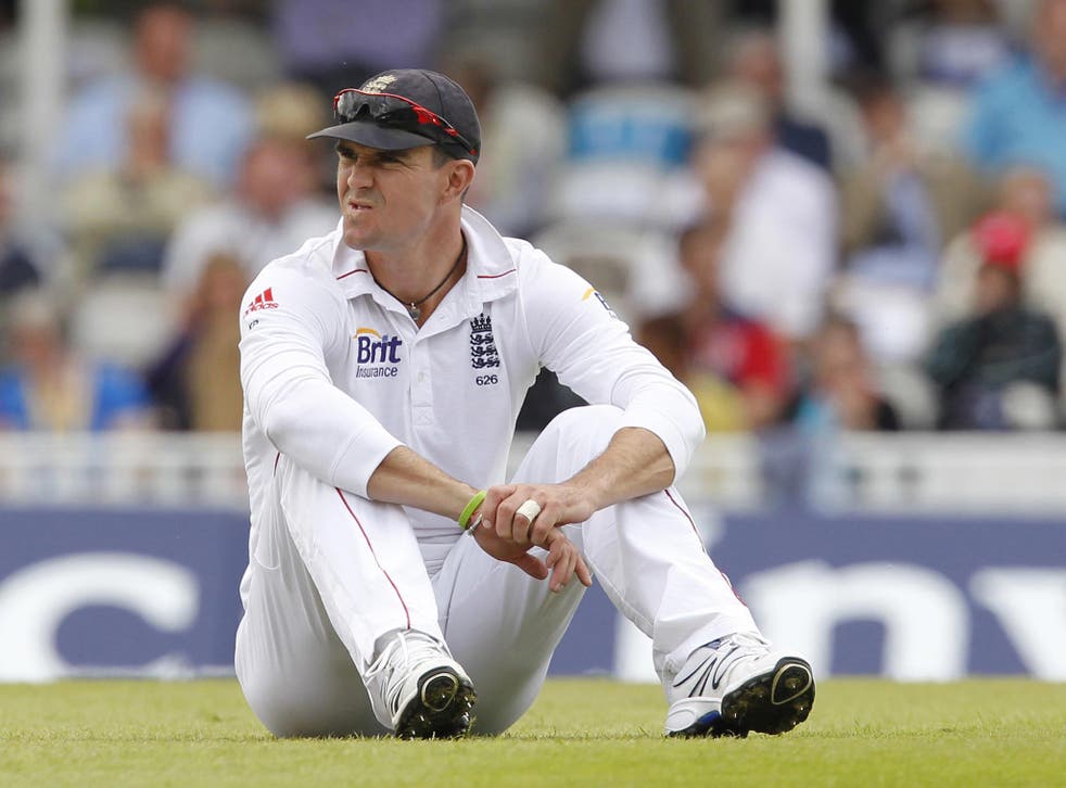 Kevin Pietersen gestures whilst fielding during the third day of the first international Test cricket match between England and South Africa at the Oval last year