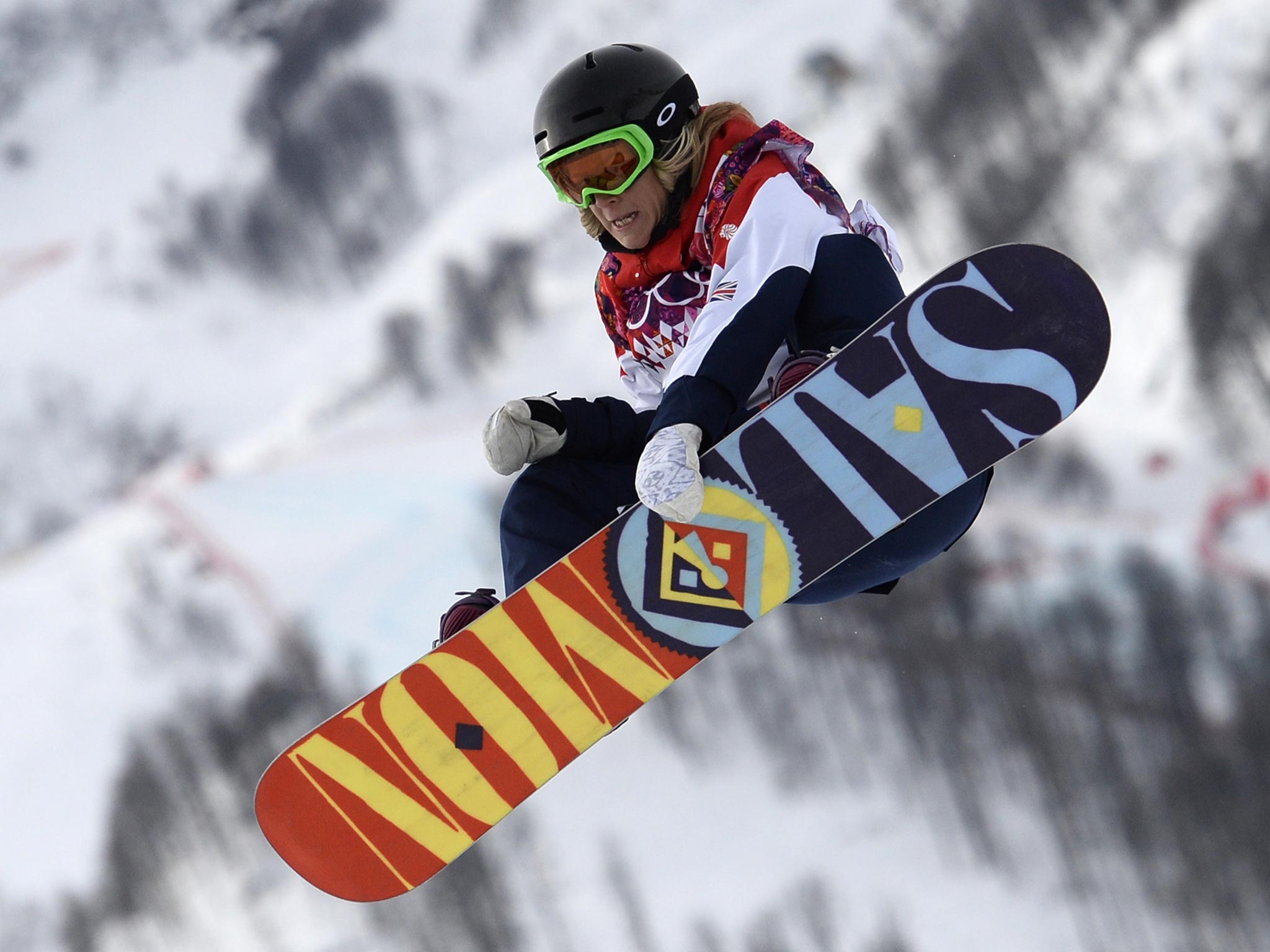 Jenny Jones showcases the slopestyle moves that won her a bronze medal for Great Britain in the snowboarding this week