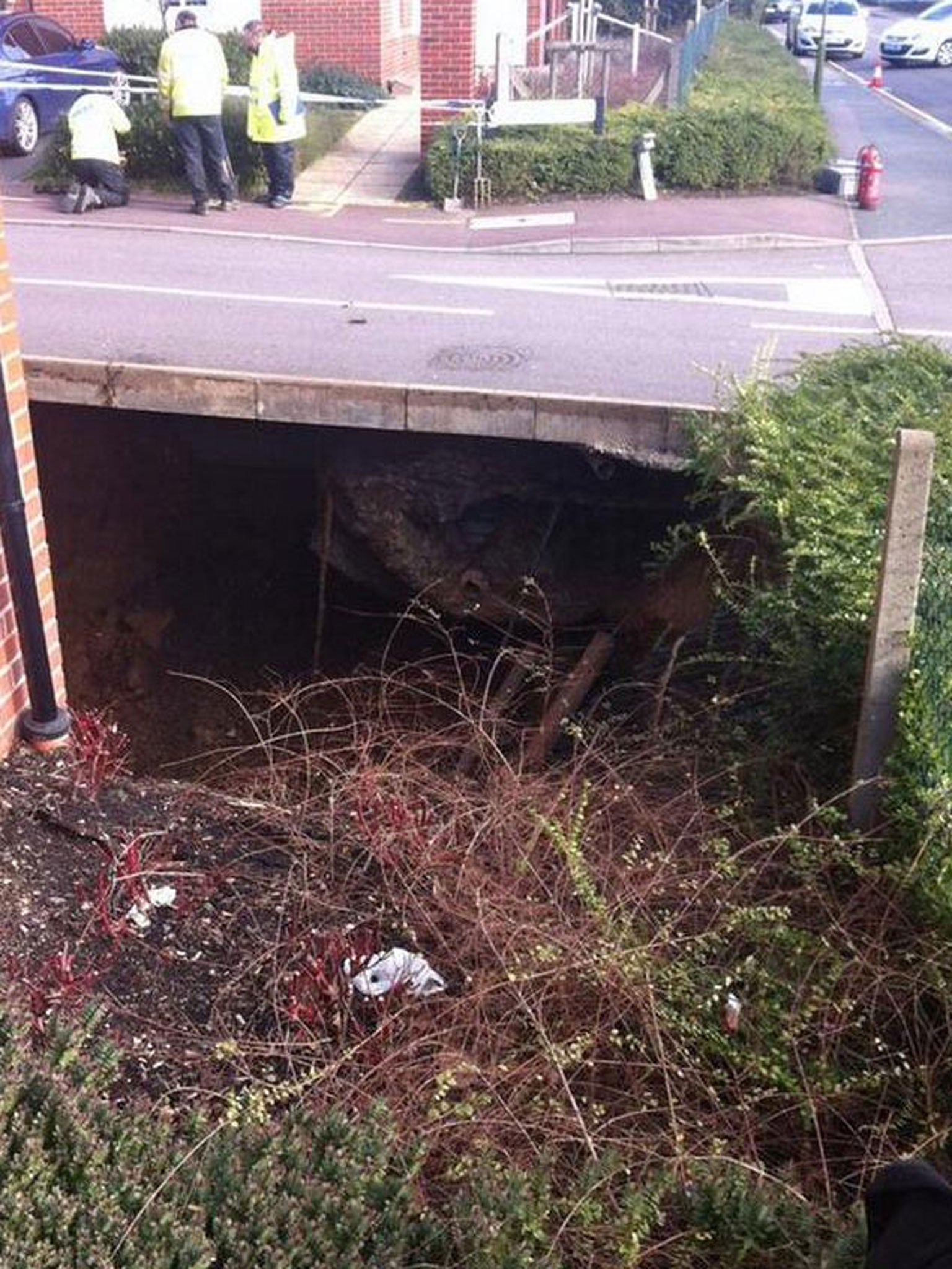 This picture of the sinkhole in Hemel Hempstead was taken by a Hertfordshire Fire and Rescue firefighter.