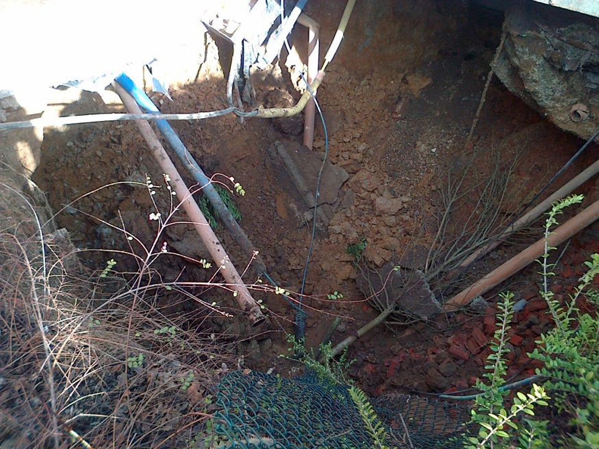 The sinkhole is approximately 35ft wide and 20ft deep