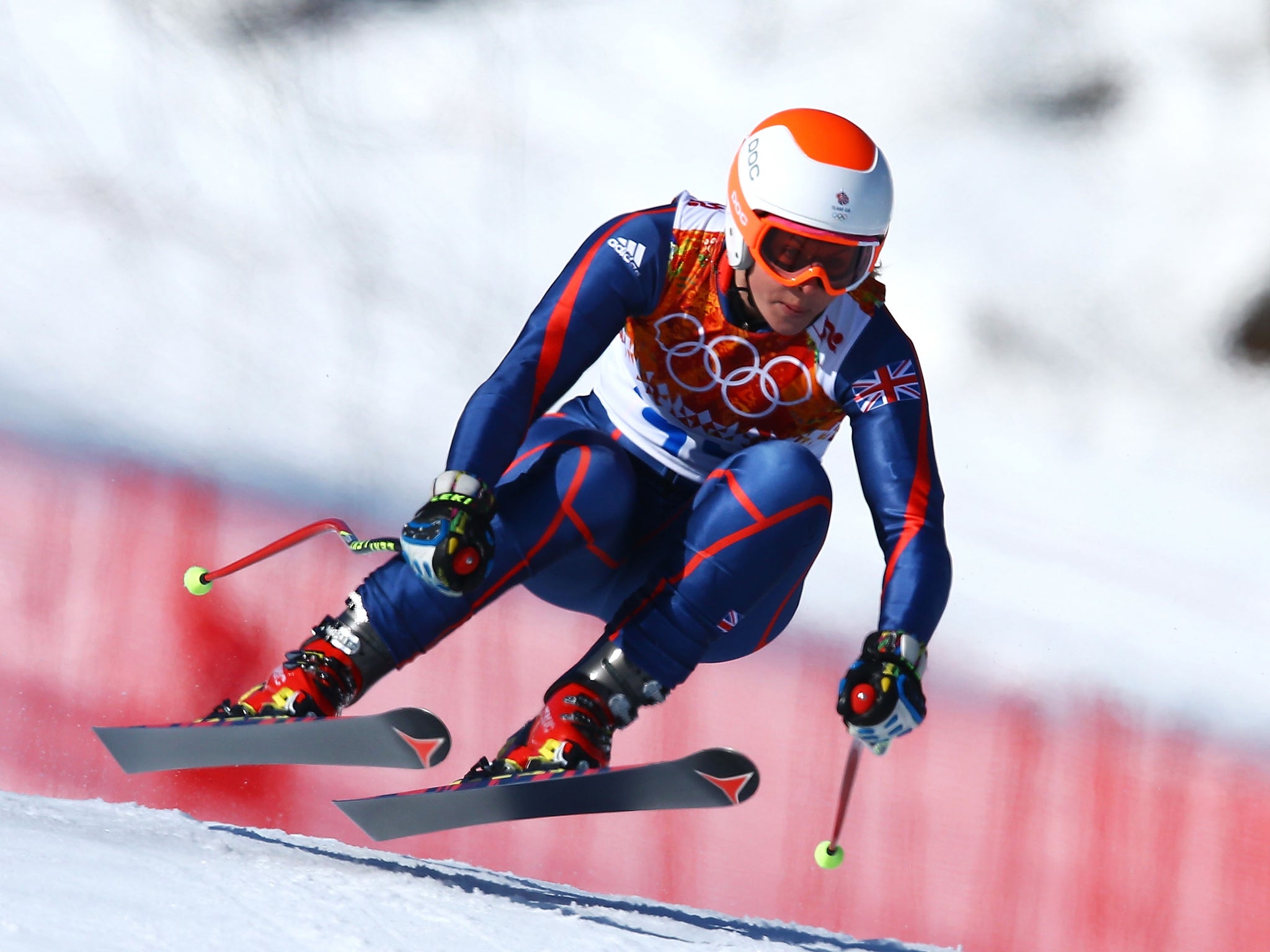 Chemmy Alcott in action in the women's super-g, where she finished 23rd