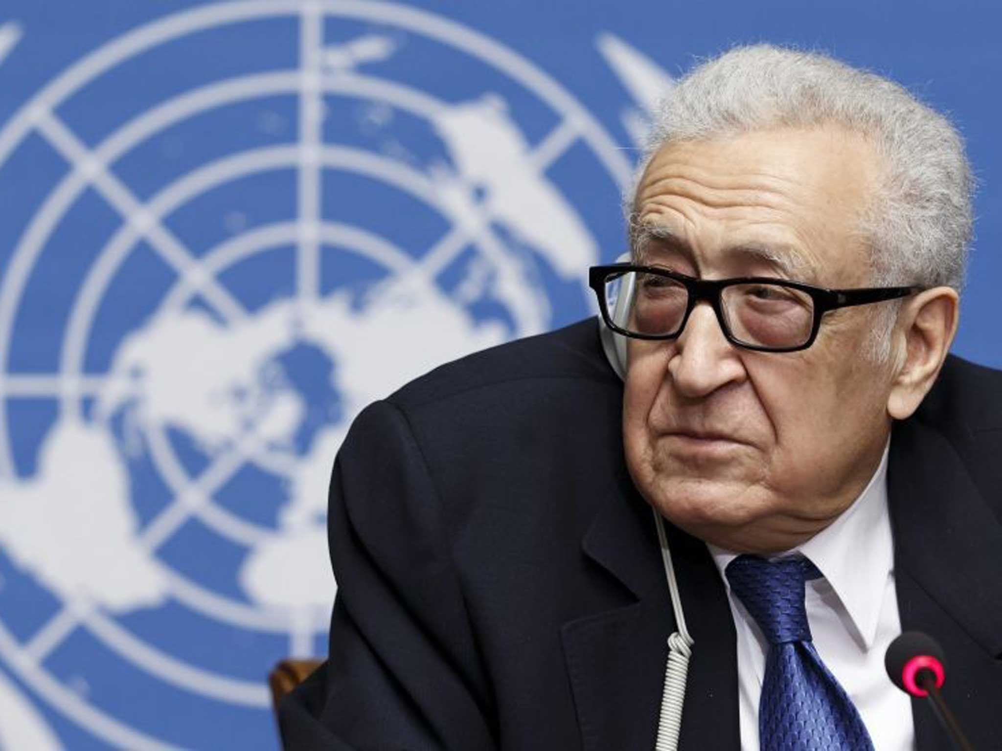 N-Arab League Special Envoy to Syria Lakhdar Brahimi during a press conference