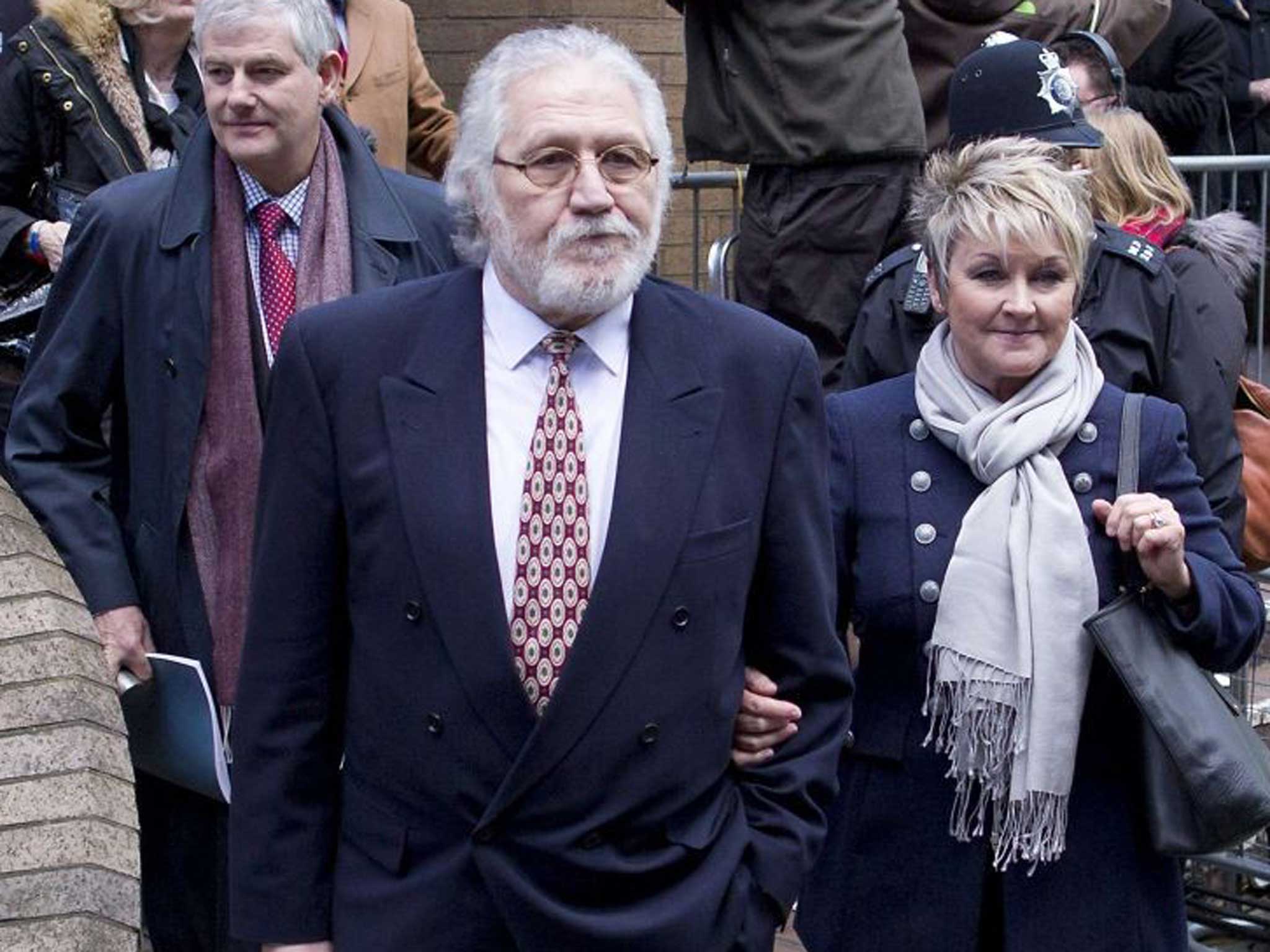 New outlook: Dave Lee Travis, with his wife, after he was acquitted last week