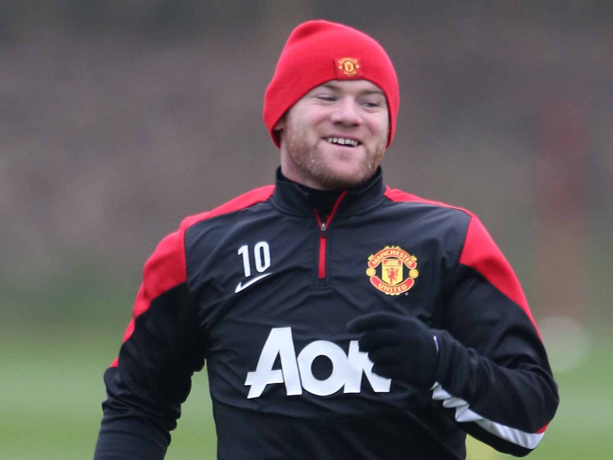 Wayne Rooney pictured training for Manchester United