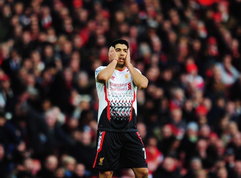 Luis Suarez pictured during Liverpool's 2-1 FA Cup defeat to Arsenal