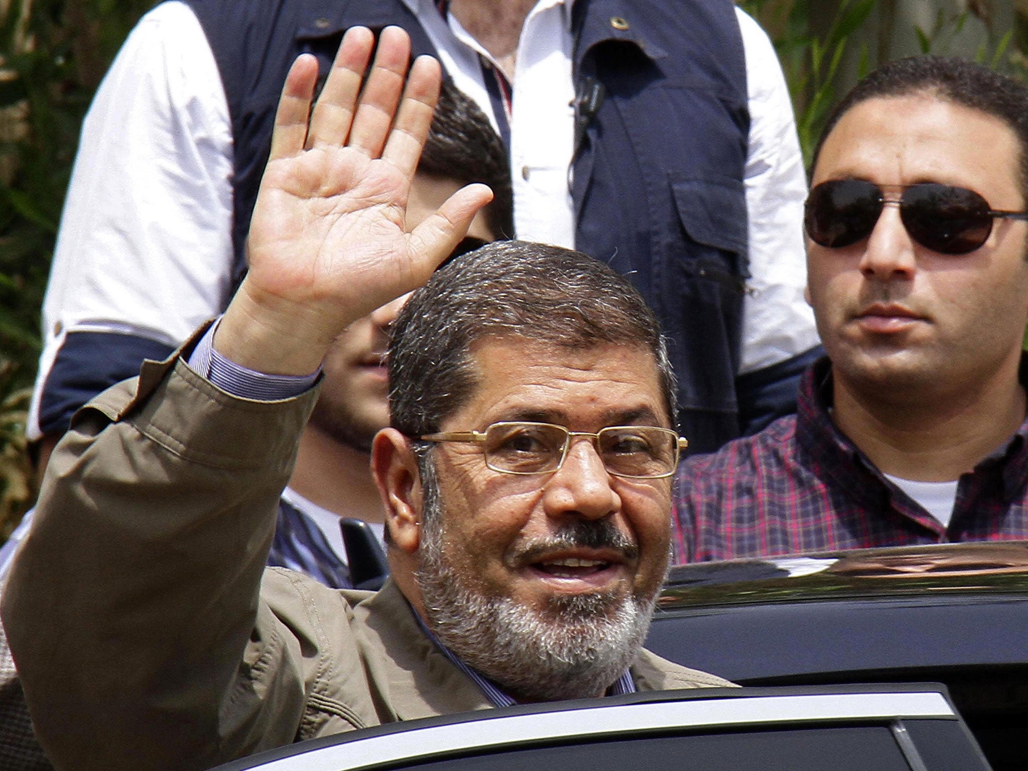 A file image of ousted President Mohamed Morsi, who stands accused of conspiring to commit acts of terrorism in Egypt