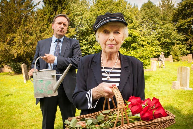 June Whitfield as Molly Darnley and Neil Dudgeon as DCI John Barnaby in ‘Midsomer Murders’