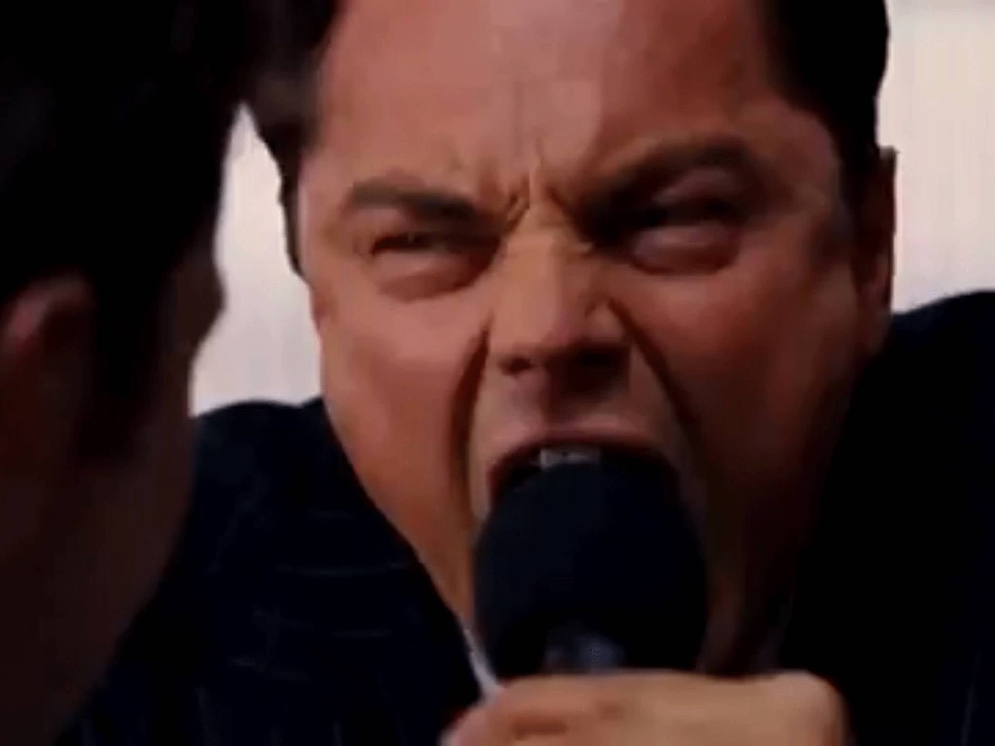 Leonardo DiCapro rallies the troops in The Wolf of Wall Street