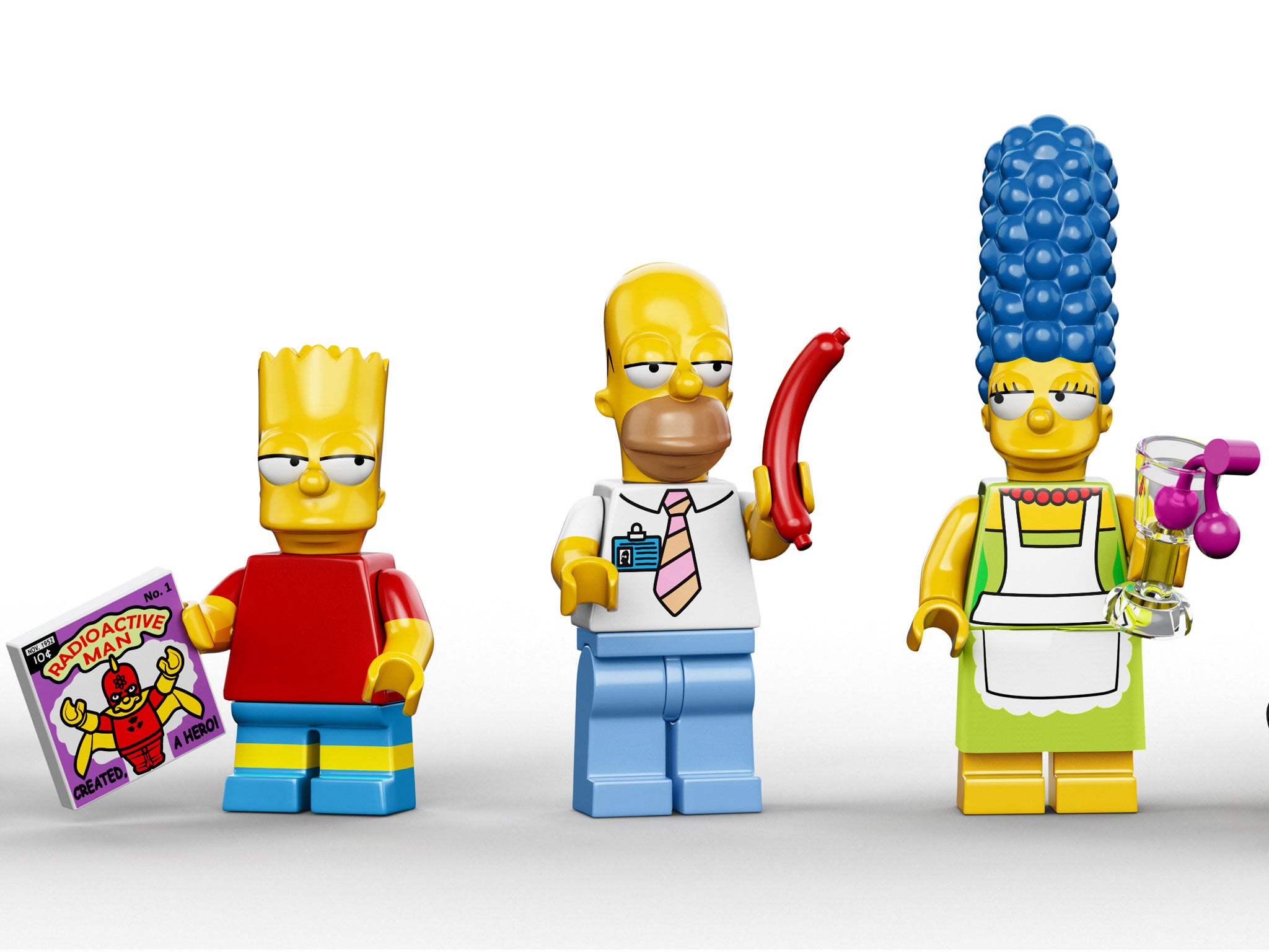 Bart, Homer and Marge Simpson as Lego characters - the family will star in an all-Lego episode of The Simpsons due to air on 4 May 2014