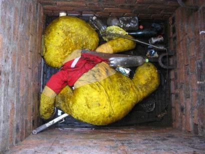 What a way to treat your Pooh. A Winnie the Pooh bear was thrown in a manhole.