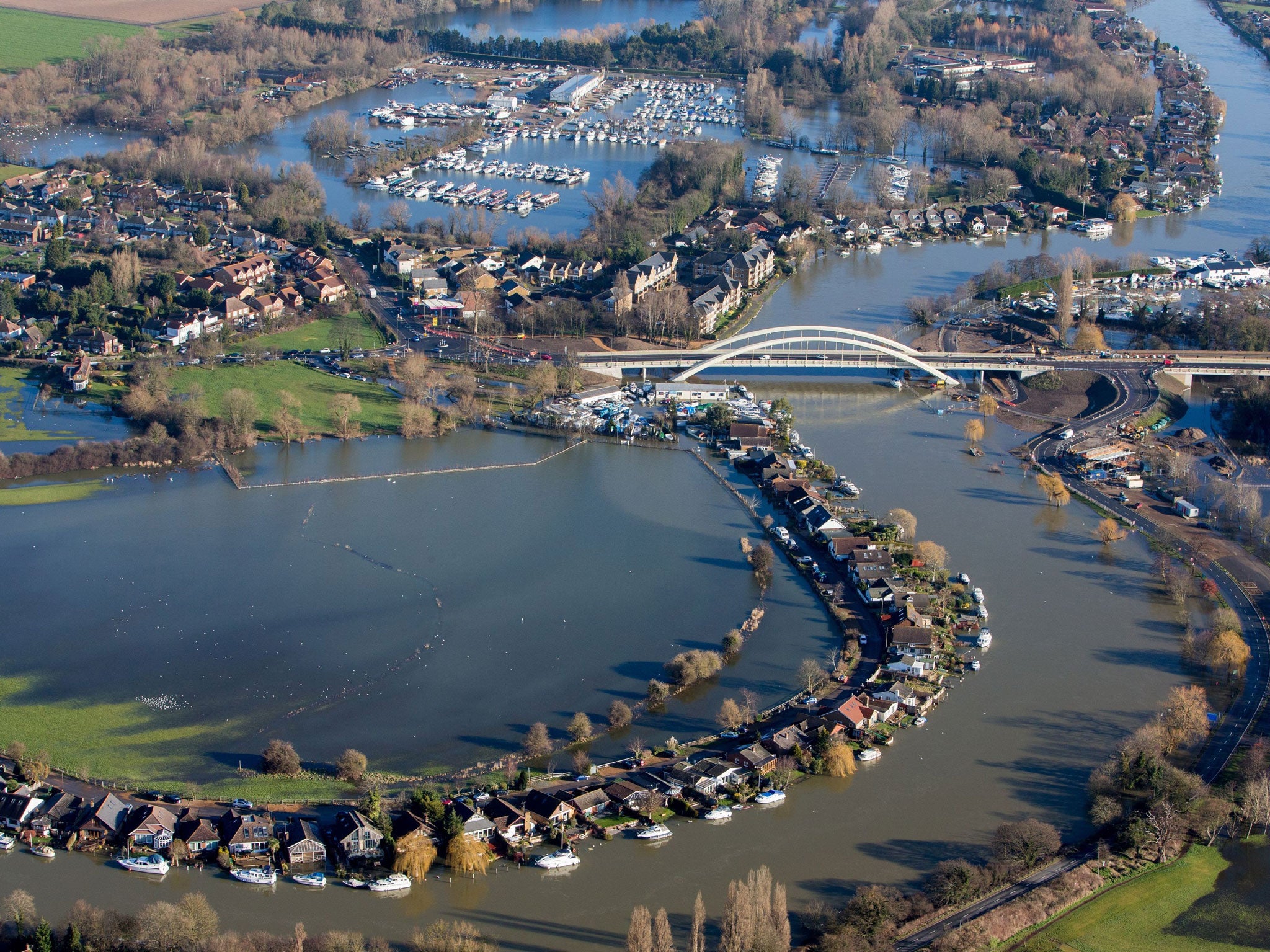 Flood water at Walton-on-Thames, Surrey 