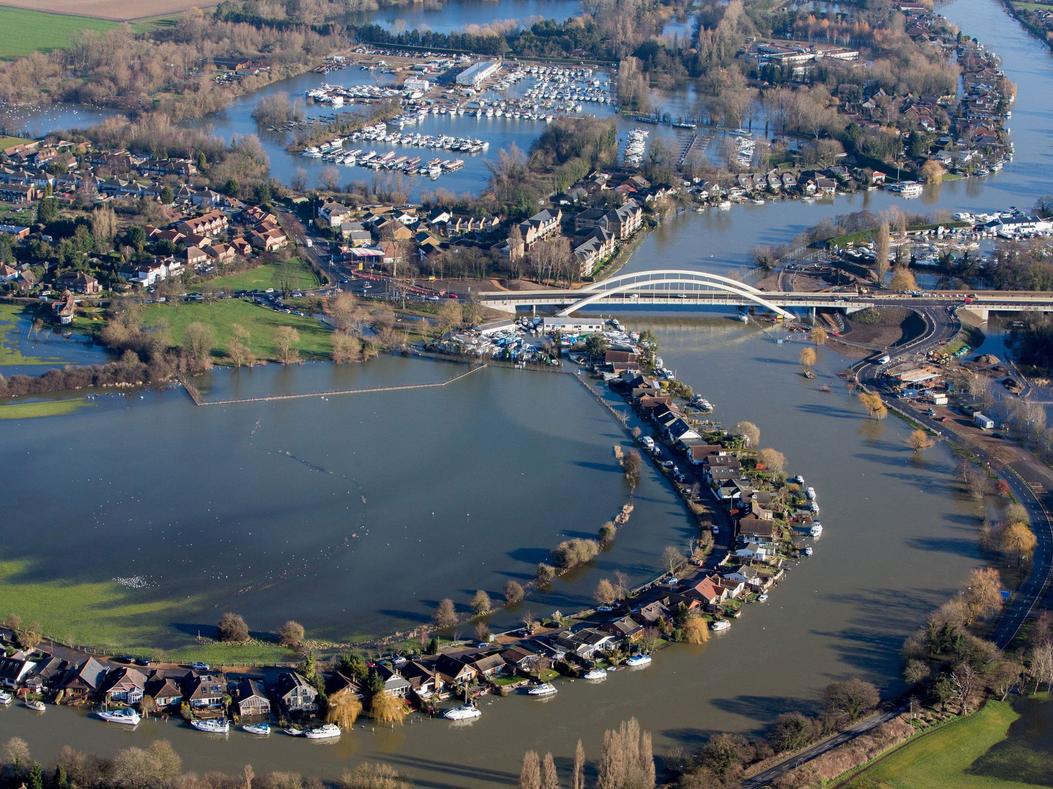 Flood water at Walton-on-Thames, Surrey