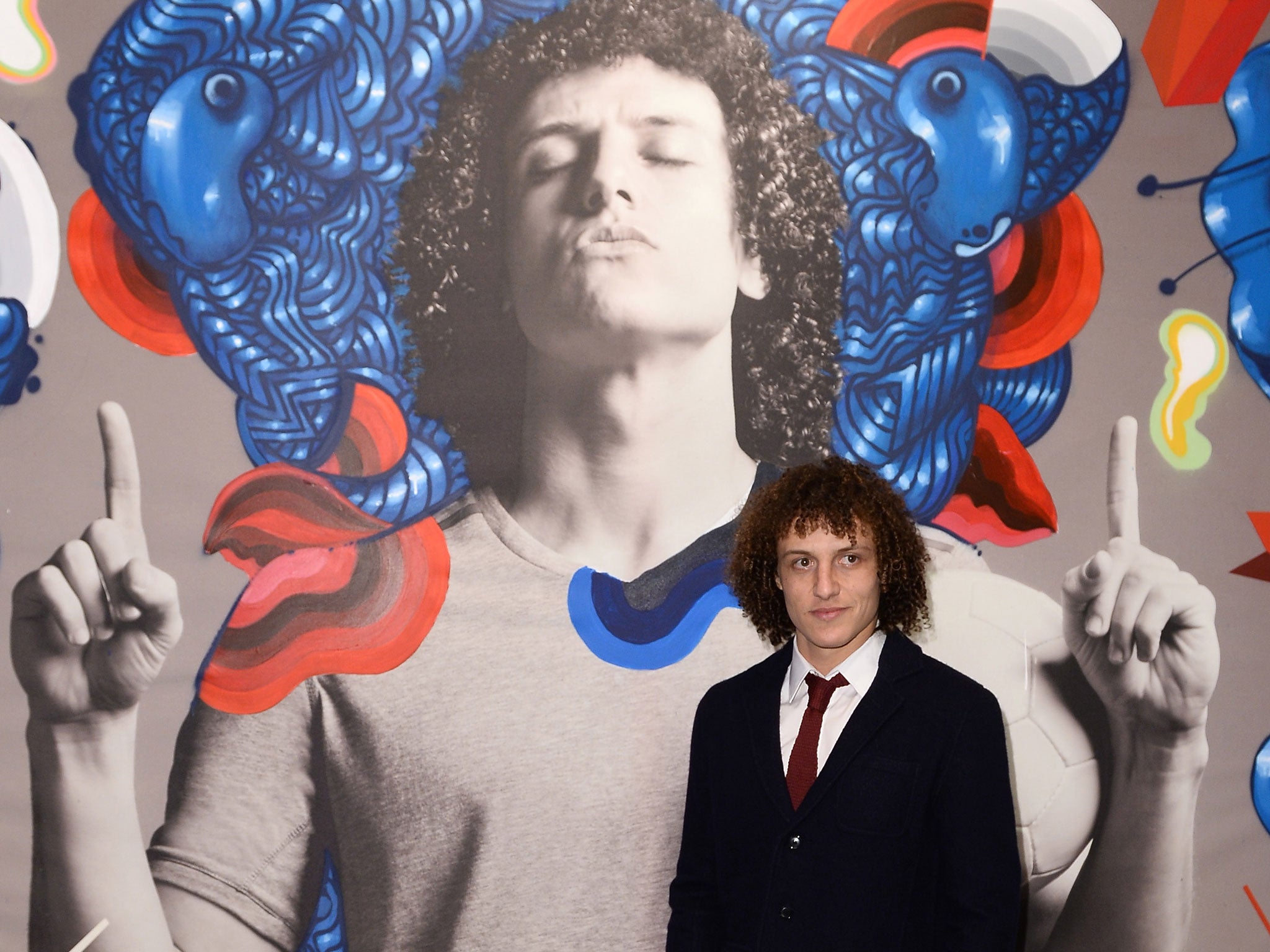David Luiz at an event organised by Pepsi to celebrate Brazilian artist Ricardo AKN, who was one of the six street artists commissioned by PepsiMax as part of the brand's "The Art of Football" collection