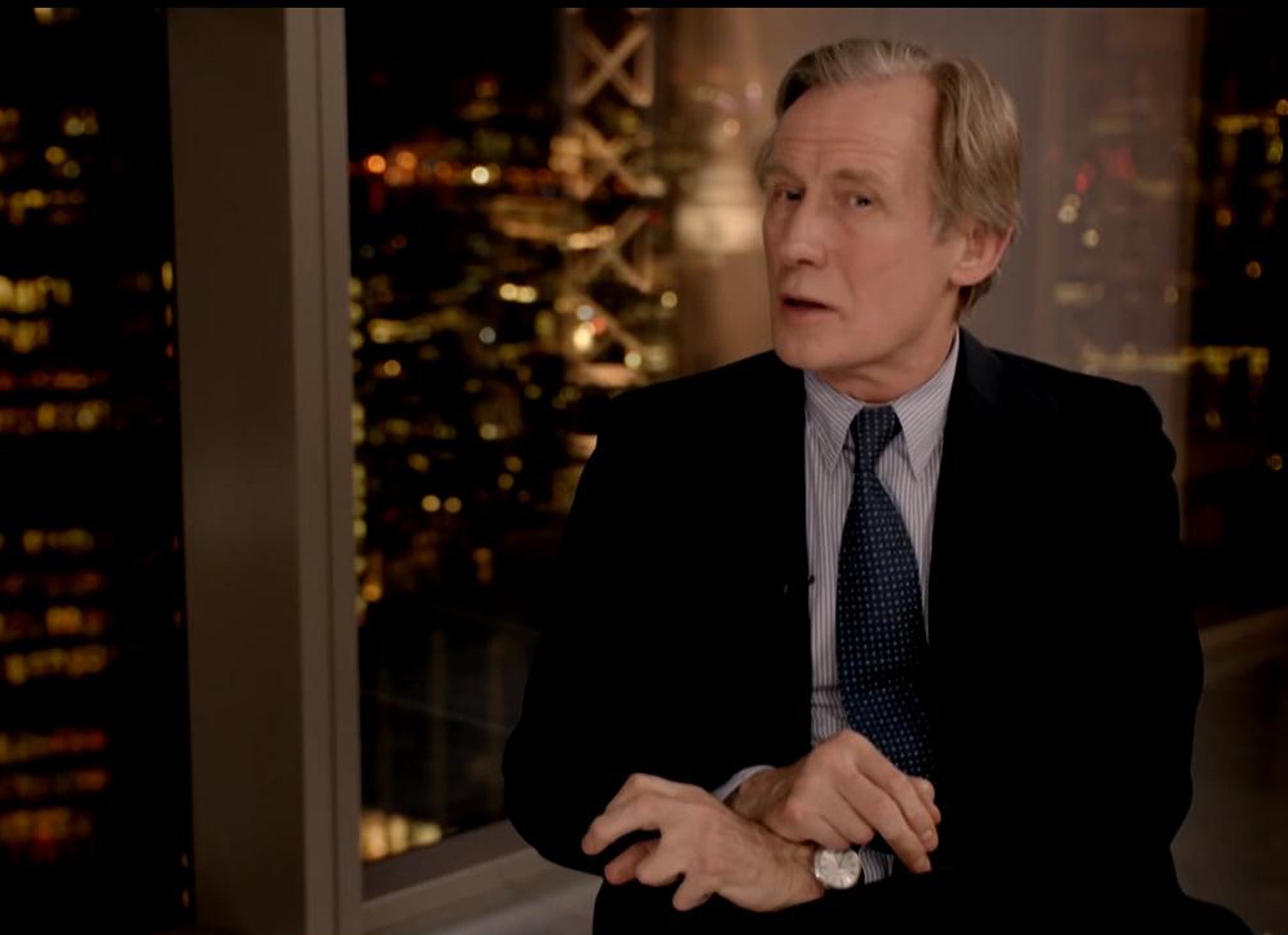 Bill Nighy in spoof video in support of the Robin Hood tax. The actor plays British banking CEO 'John Bostock'
