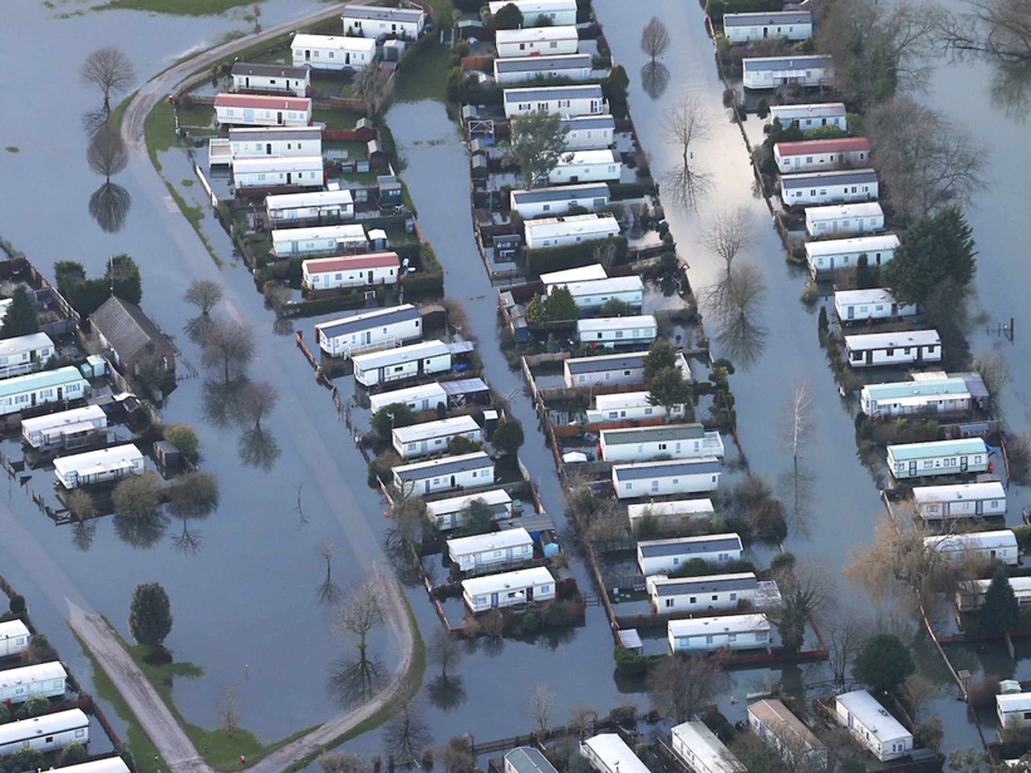 A caravan park is inundated with flood water earlier this month