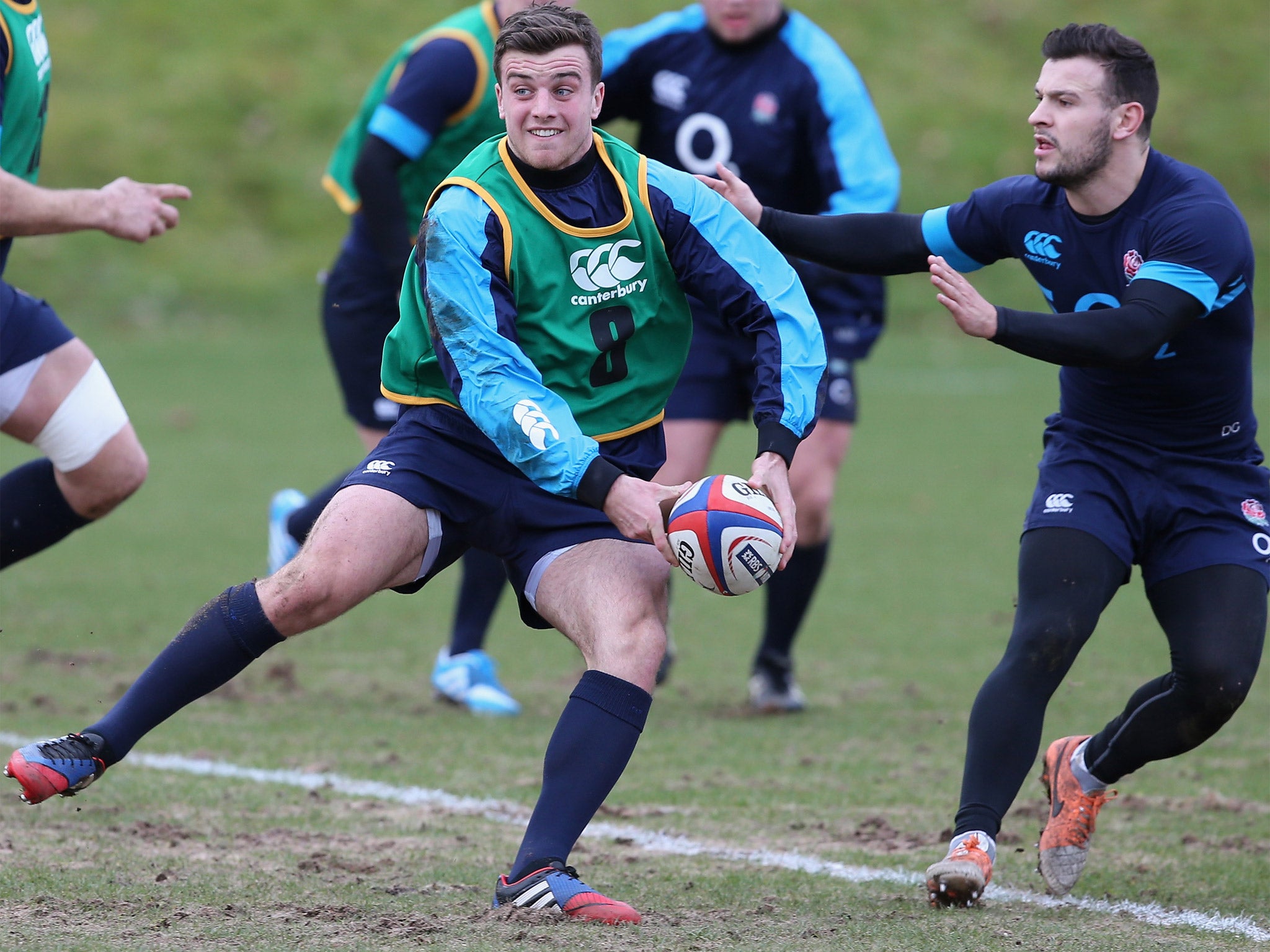 George Ford training with England at Pennyhill Park