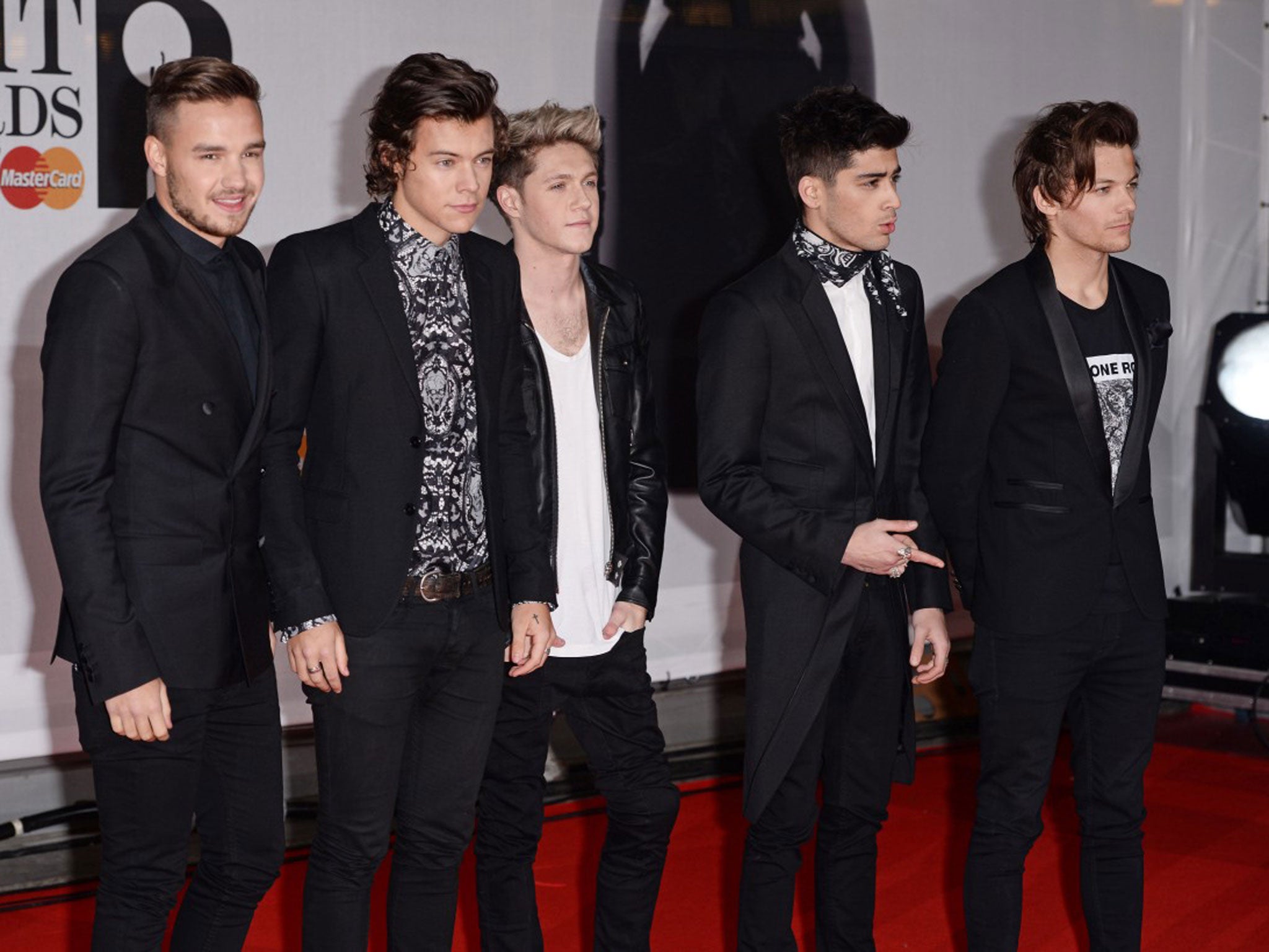 One Direction arrive on the red carpet at the Brit Awards 2014
