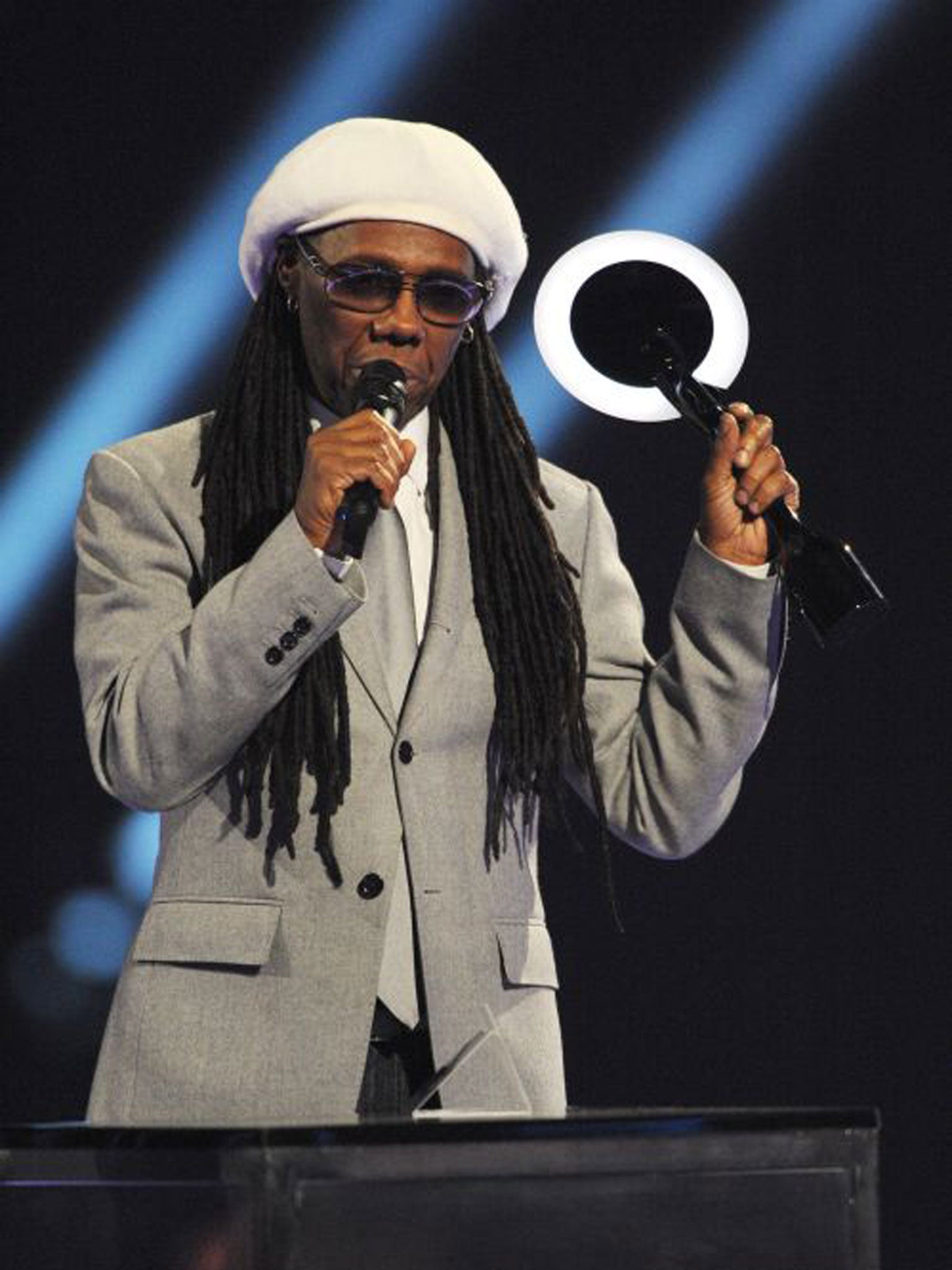 Nile Rodgers accepts the Brit Award for International Group on behalf of Daft Punk