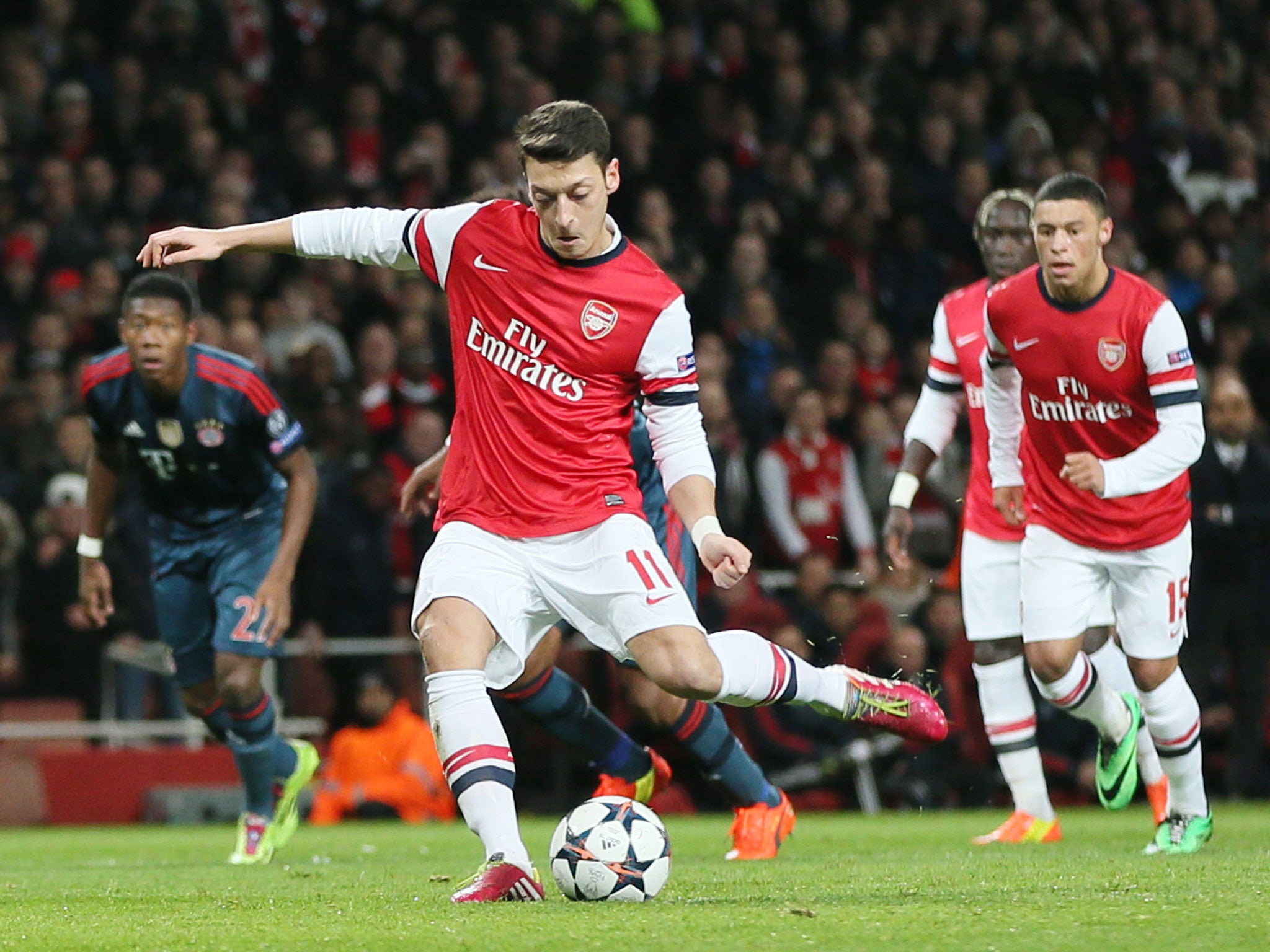 Mesut Ozil misses his penalty against Bayern Munich