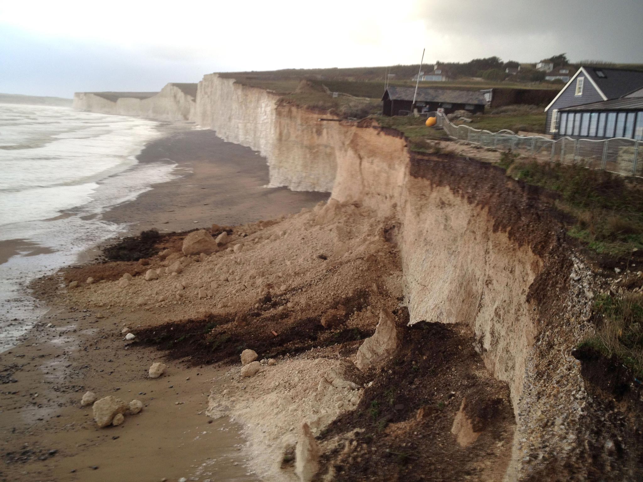 The Birling Gap in East Sussex which has seen about seven years of erosion in just two months