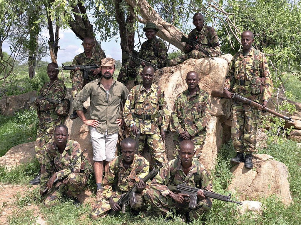 Evgeny Lebedev with wildlife rangers in Laikipia, Kenya