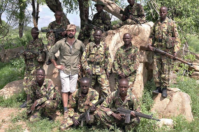 Evgeny Lebedev with wildlife rangers in Laikipia, Kenya